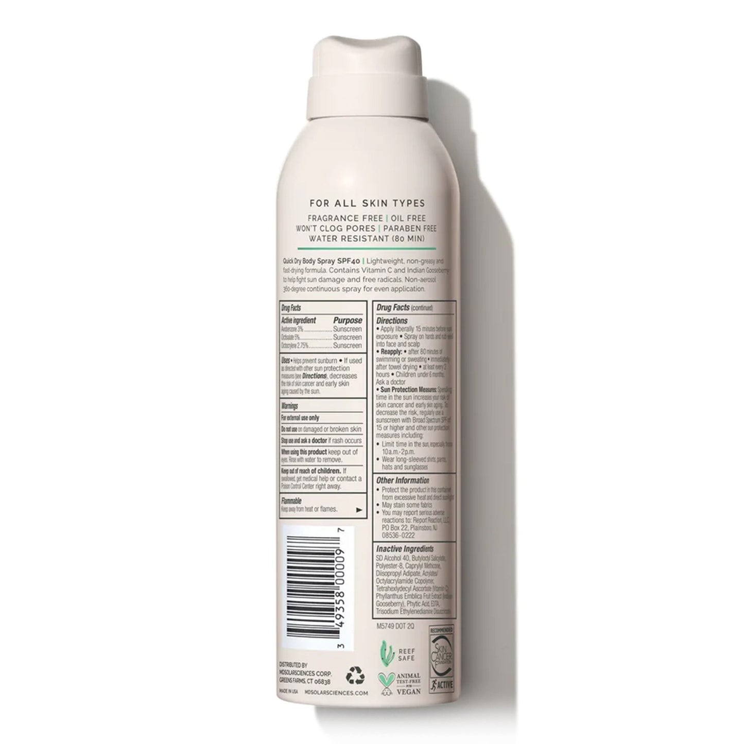 MDSolarSciences® Quick Dry Body Spray Sunscreen SPF 40 Liquid 6 oz. Pump Bottle (1213485_EA)