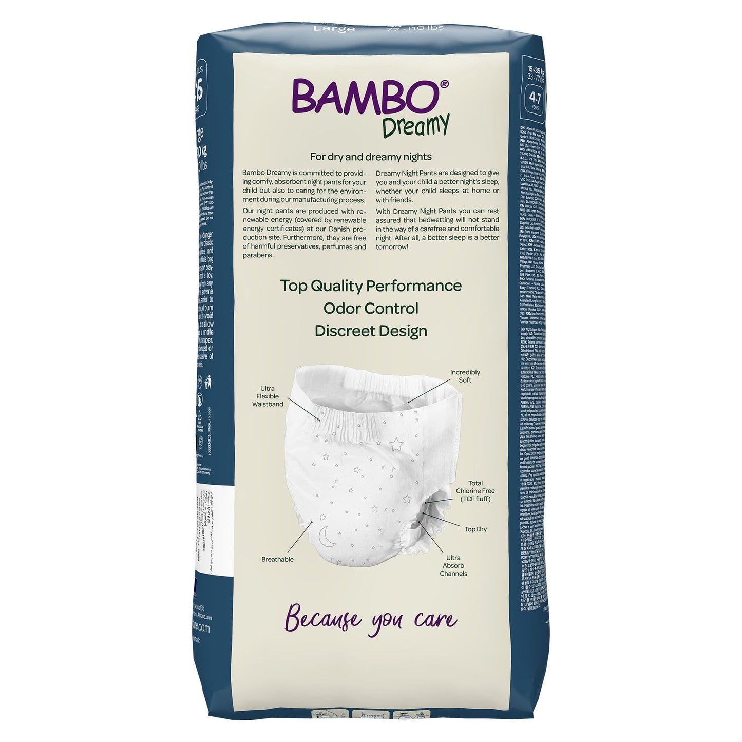 Bambo® Dreamy Night Pant Unisex Youth Training Pants Pull On with Tear Away Seams Size 8 to 15 Years Disposable Heavy Absorbency (1255465_PK)