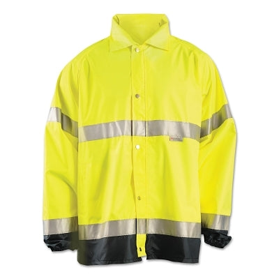 Occunomix Class 3 Type R Premium Breathable Rain Jacket, 150 Denier Polyester Oxford with PU Coating, 2X-Large, Yellow (561-LUX-TJR-Y2X)