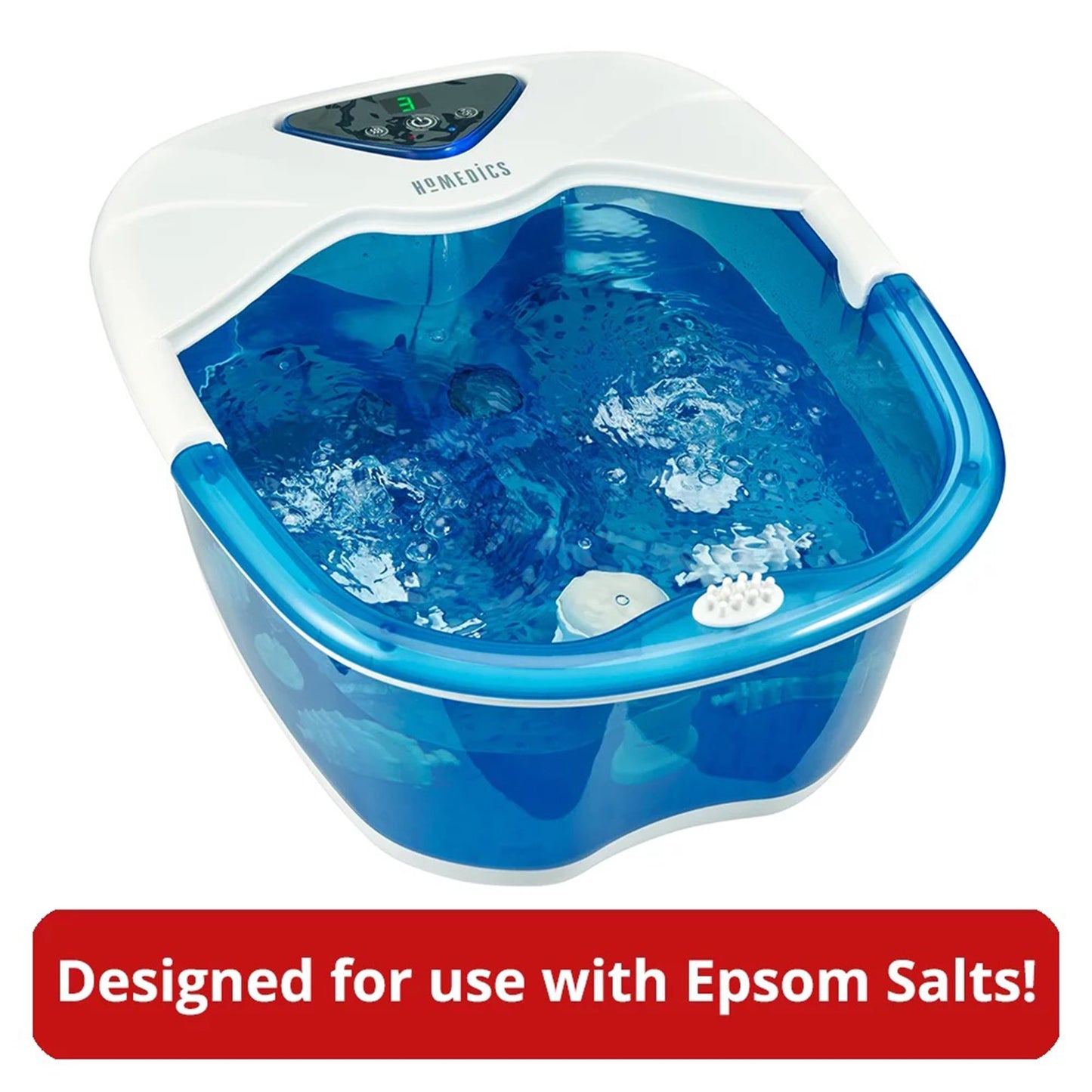 HoMedics® Salt-N-Soak Pro Foot Bath with Heat Boost Blue / White Plastic (1253808_EA)