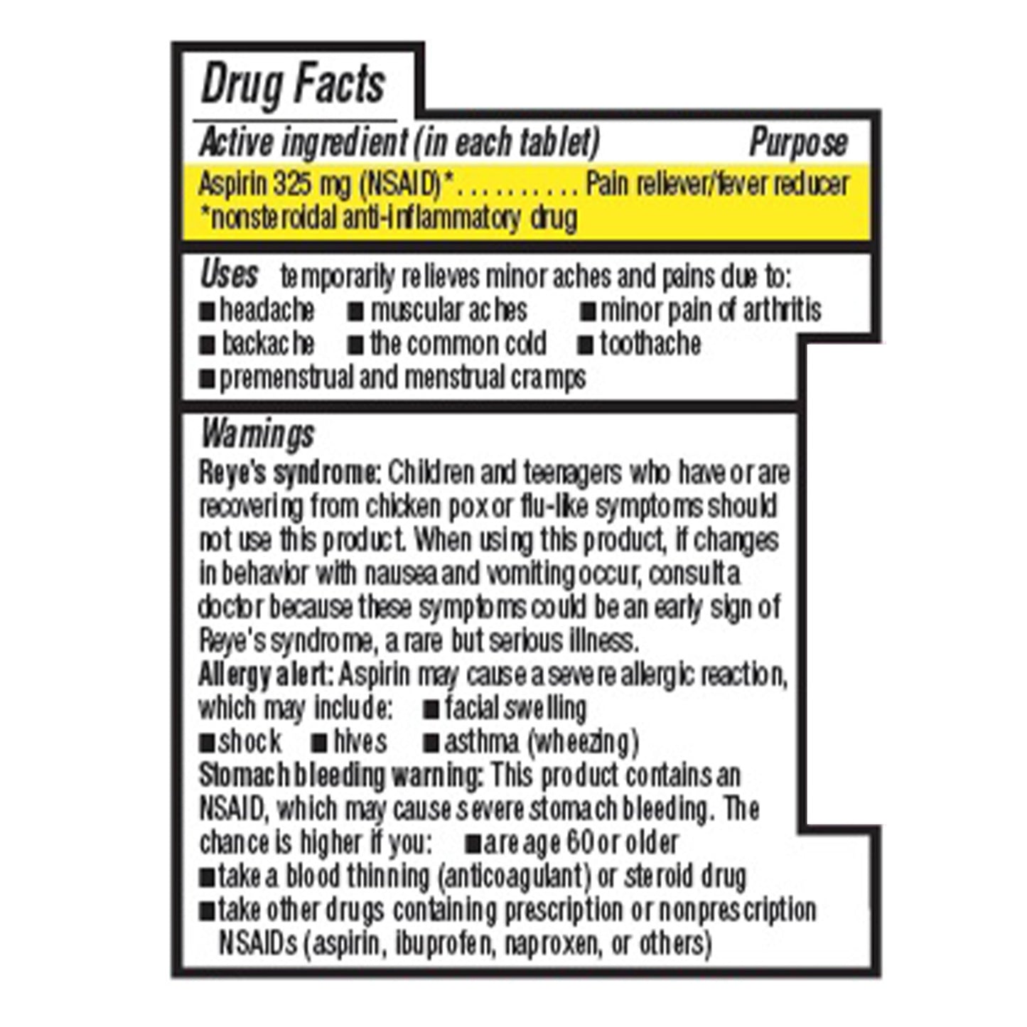 Geri-Care® Pain Relief 325 mg Strength Aspirin Tablet 100 per Bottle (1239063_CS)