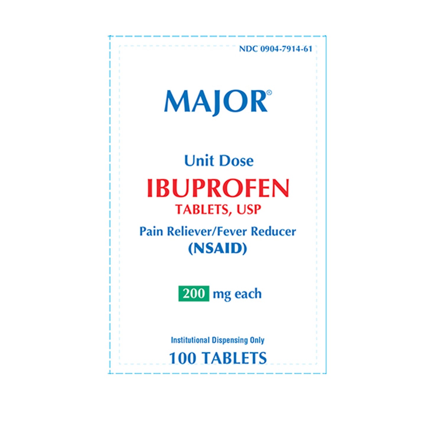 Major® Pain Relief 200 mg Strength Ibuprofen Unit Dose Tablet 100 per Box (761946_BX)