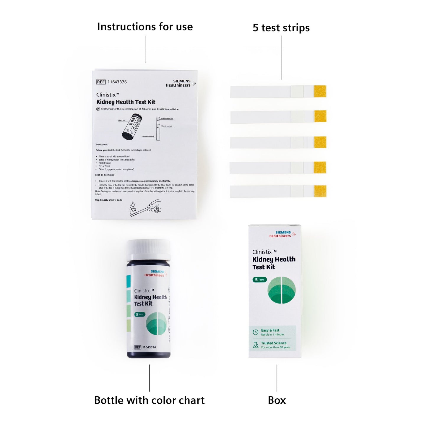 Clinistix™ Urinalysis Test Kit Albumin / Creatinine / Creatinine Ratio 5 Tests per Kit CLIA Waived (1244781_KT)