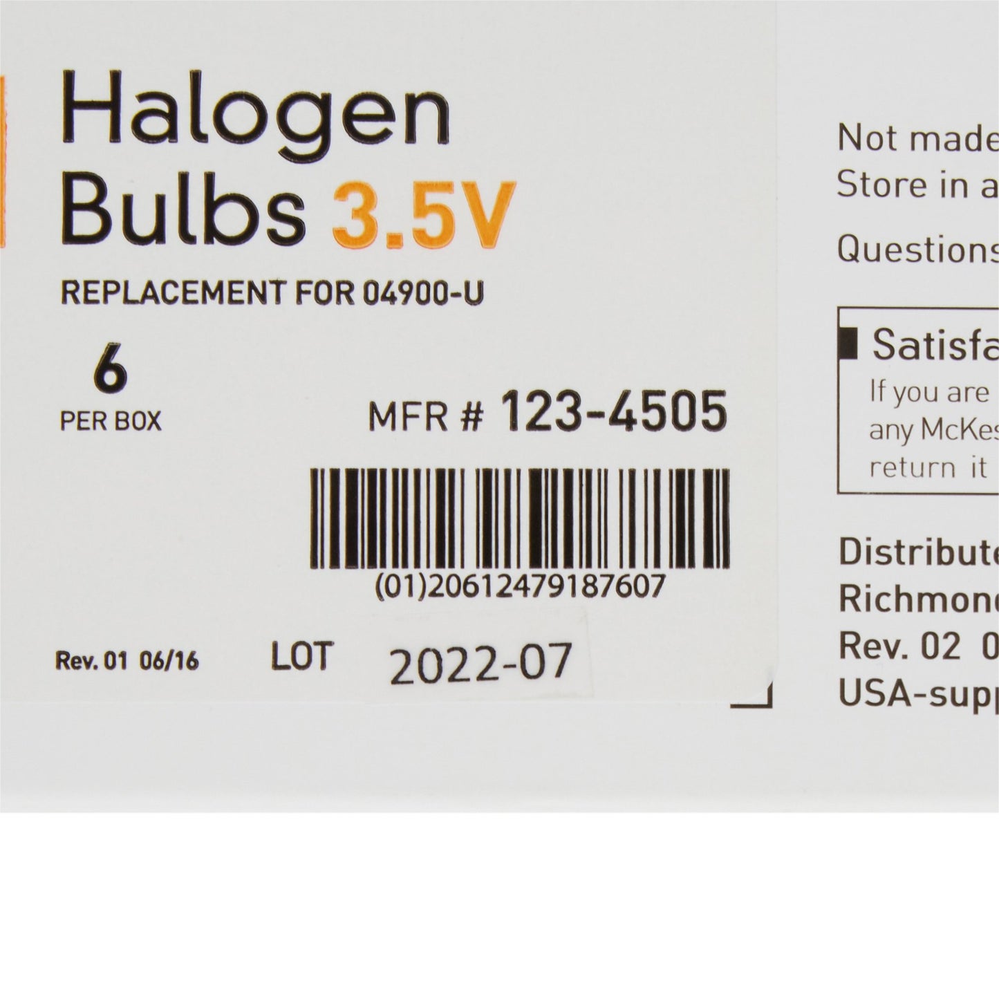 McKesson Ophthalmoscope Replacement Bulb Halogen 3.5 Volt 2.5 Watt (861065_BX)