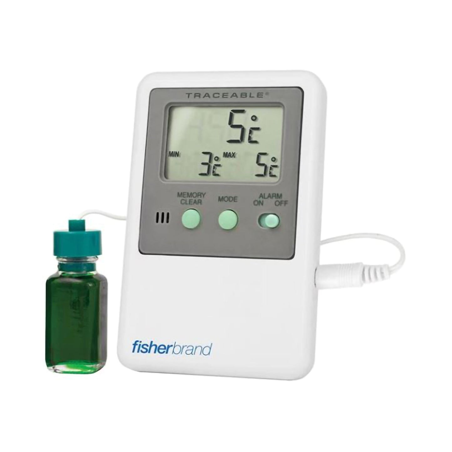 Fisherbrand™ Traceable® Digital Refrigerator / Freezer Thermometer with Alarm Fahrenheit / Celsius -58° to +158°F (-50° to +70°C) Bottle Probe Door / Wall Mount Battery Operated (639044_EA)