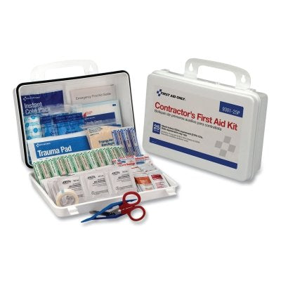 First Aid Only Contractor's First Aid Kit, 25 Person, Plastic Case, Portable/Wall Mount (579-9301-25P)