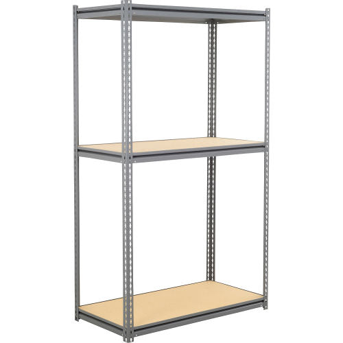 Global Industrial 3 Shelf, Extra Heavy Duty Boltless Shelving Z Beam Starter, 60Wx24Dx84H, Wood Deck (WB580893GY)