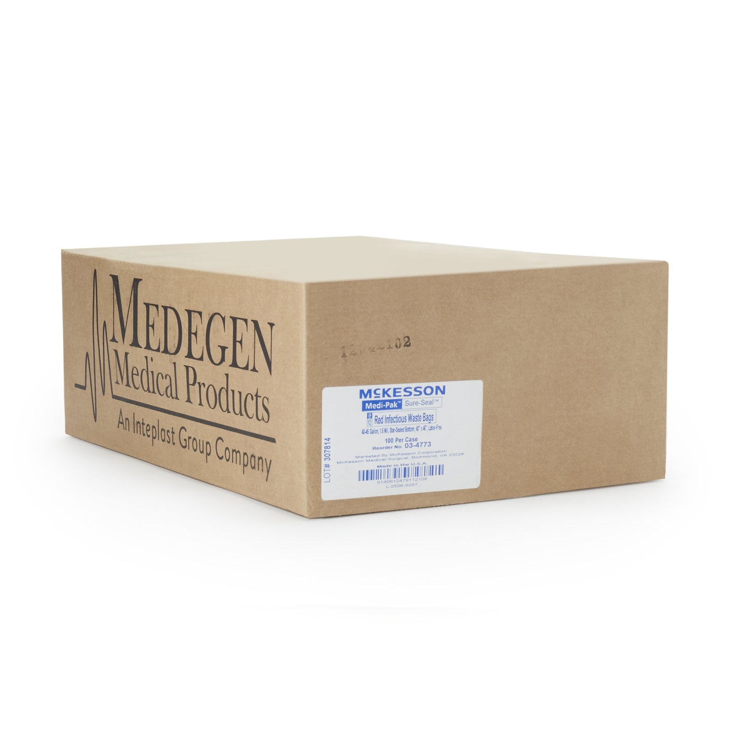McKesson Biohazard Waste Bag Biohazard Symbol / Infectious Waste 40 to 45 gal. Red 40 X 46 Inch (315631_CS)