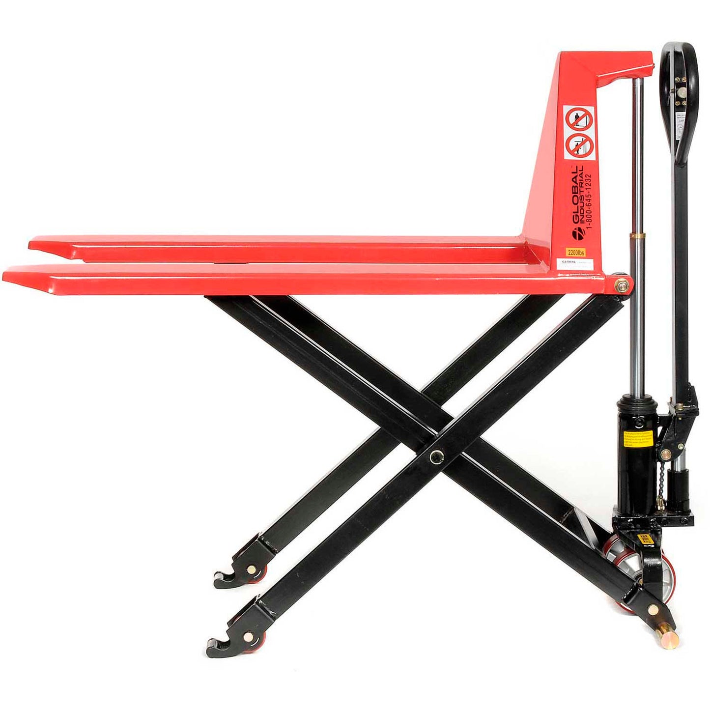 Global Industrial Manual High-Lift Skid Jack Truck, 2200 lb. Capacity, 27"W x 45"L Forks (WB585551)