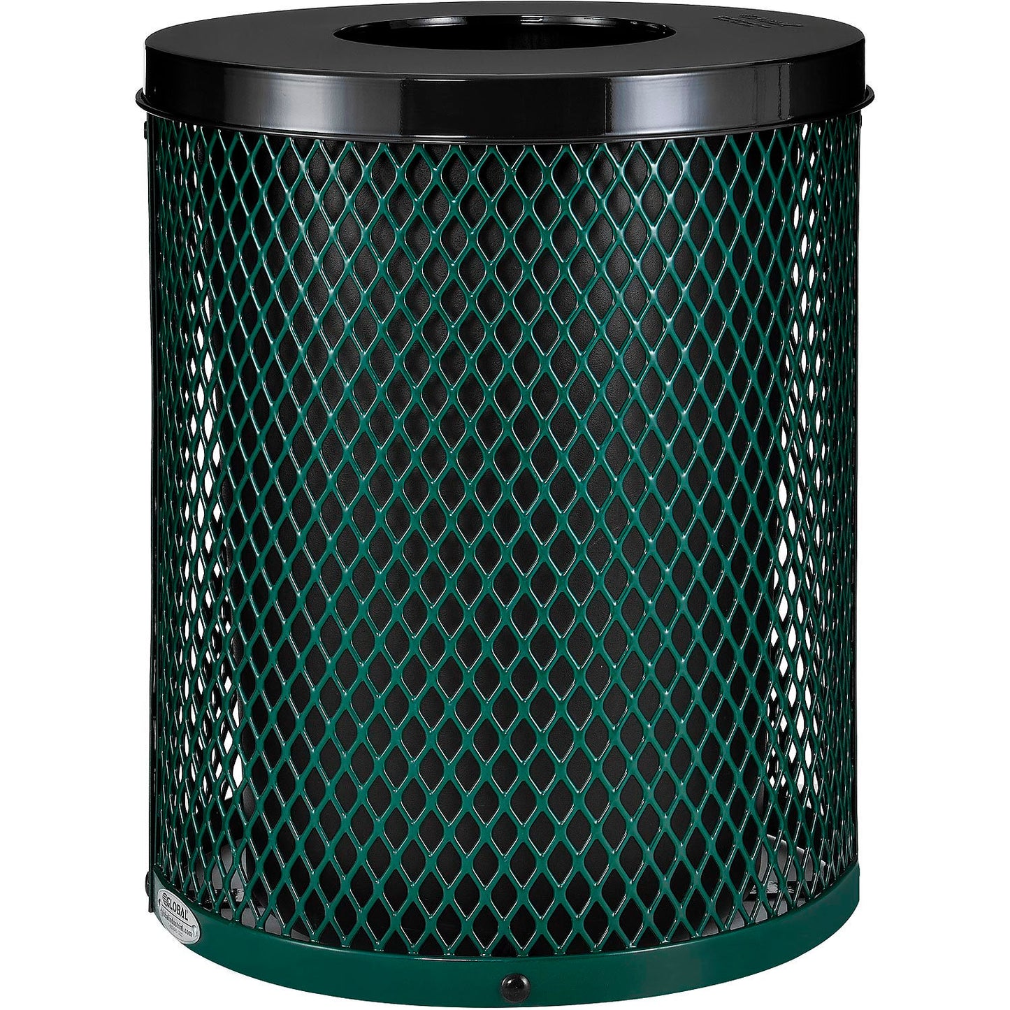 Global Industrial Outdoor Diamond Steel Trash Can With Flat Lid, 36 Gallon, Green (WB261924GN)
