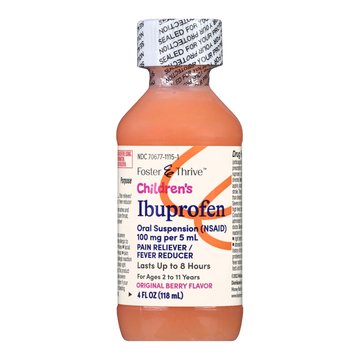 Foster & Thrive™ Children's Pain Relief 100 mg / 5 mL Strength Ibuprofen Oral Suspension 4 oz. (1238933_BT)