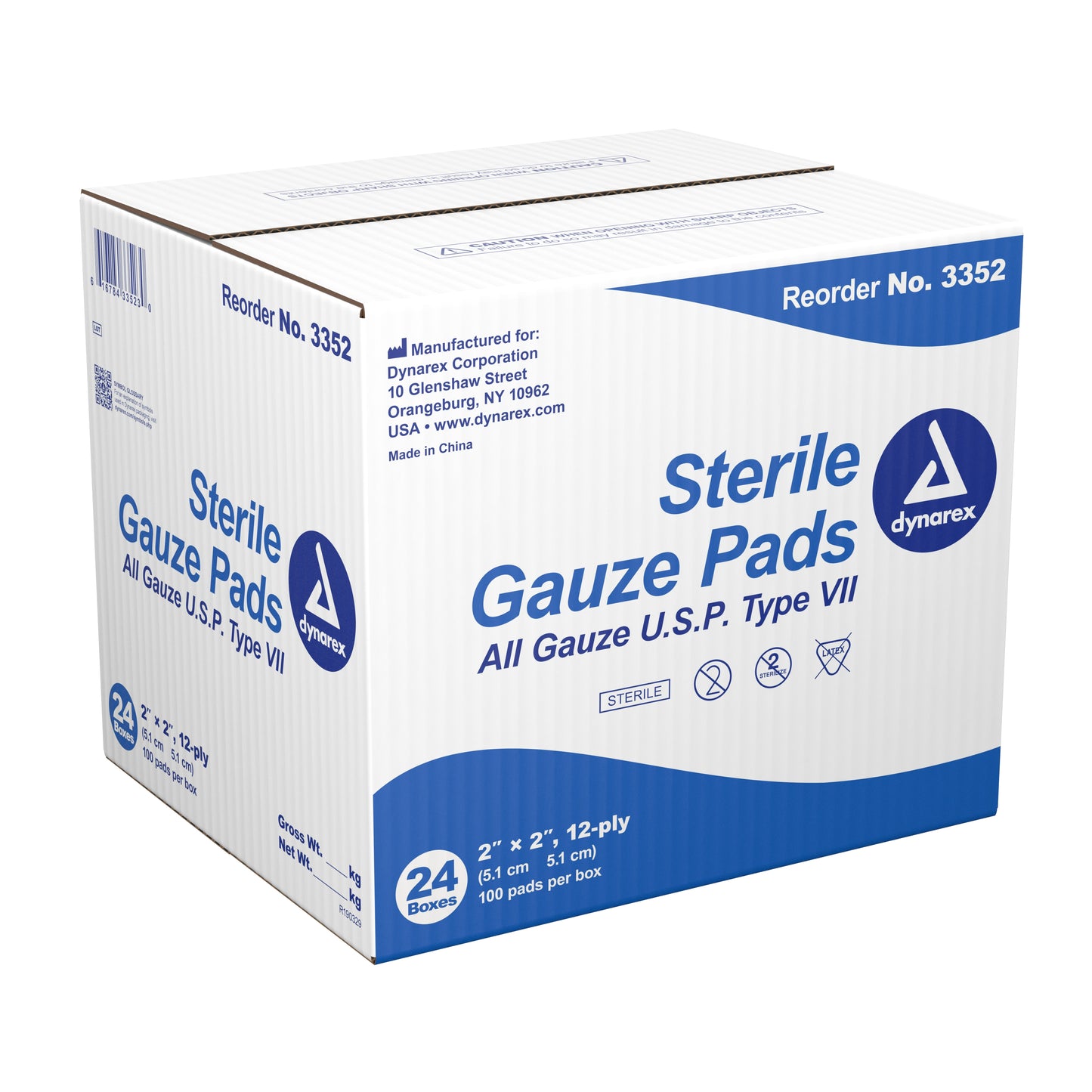 Dynarex® Gauze Sponge 2 X 2 Inch 12-Ply Sterile 1 per Pack (867178_BX)