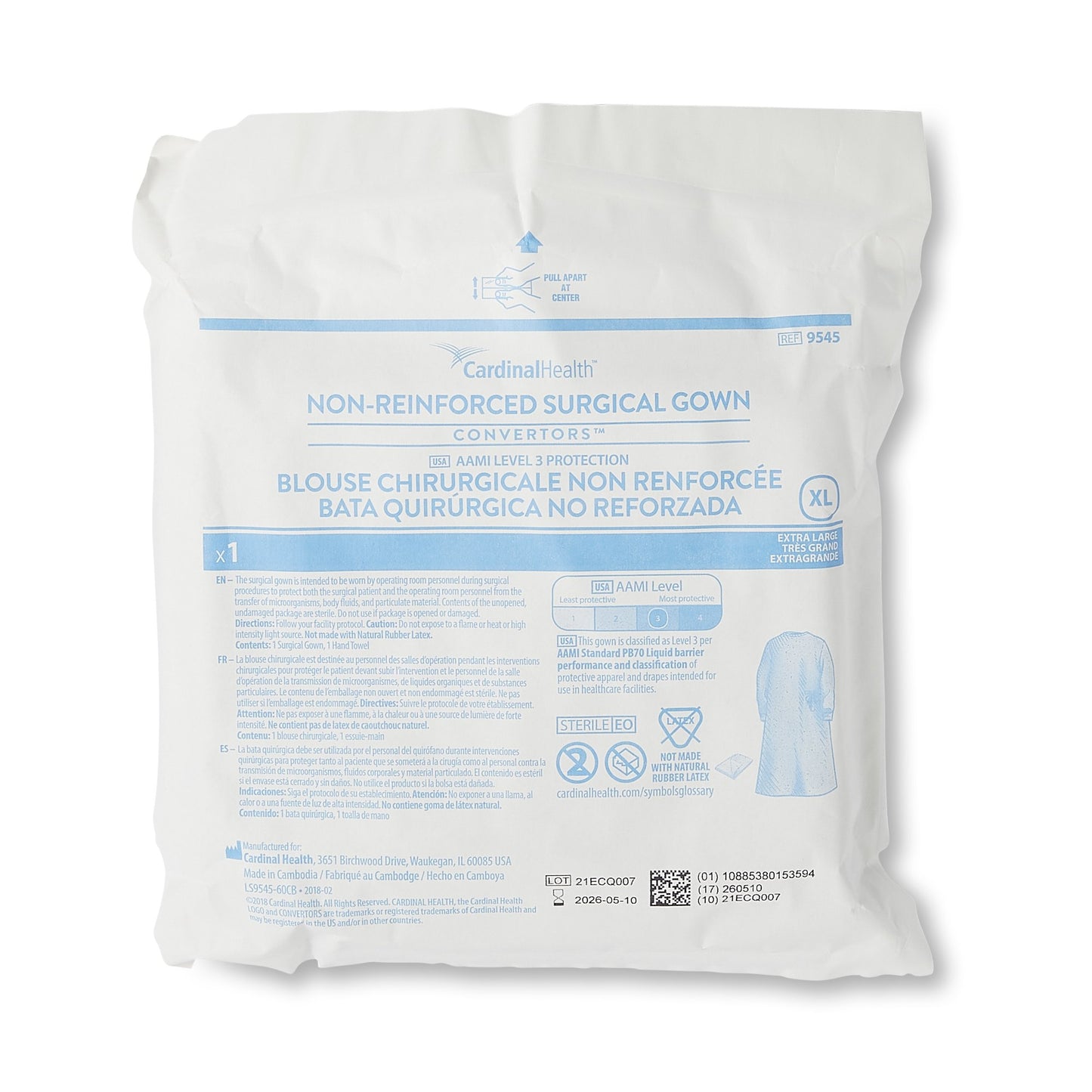 Astound® Non-Reinforced Surgical Gown with Towel X-Large Blue Sterile AAMI Level 3 Disposable (273638_CS)