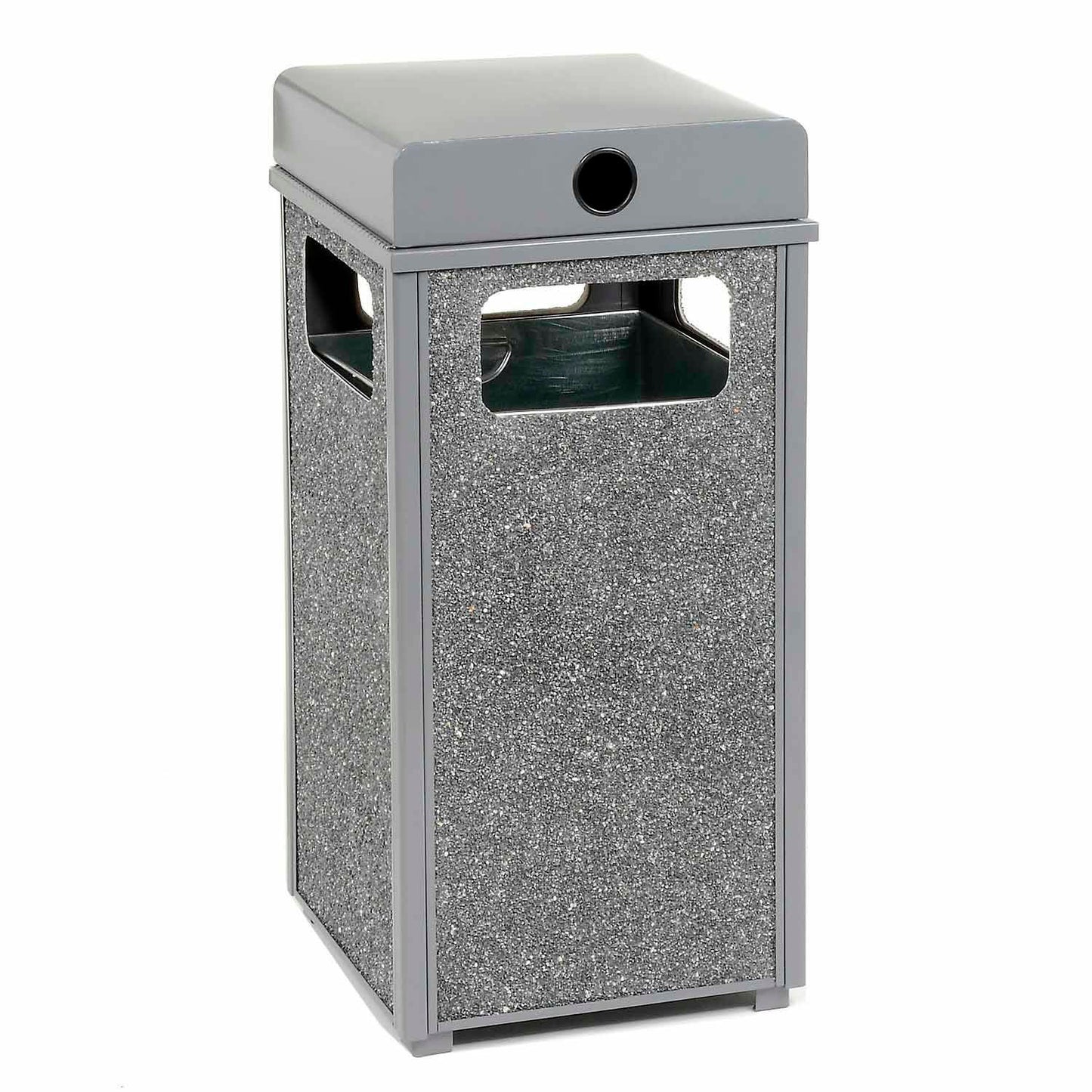 Global Industrial Stone Panel Trash Weather Urn, Gray, 24 Gallon, 17-1/2" Square x 36"H (WB238241GY)