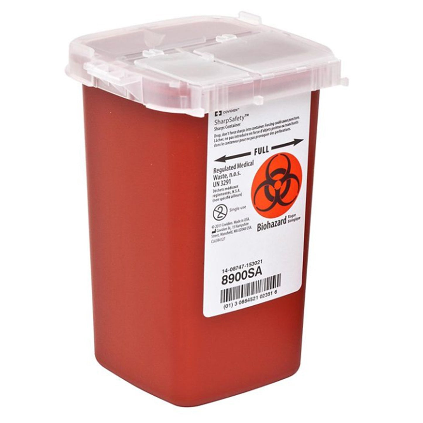 SharpSafety™ Sharps Container Red Base 6-1/4 H X 4-1/2 W X 4-1/4 D Inch Vertical Entry 0.25 Gallon (149371_EA)