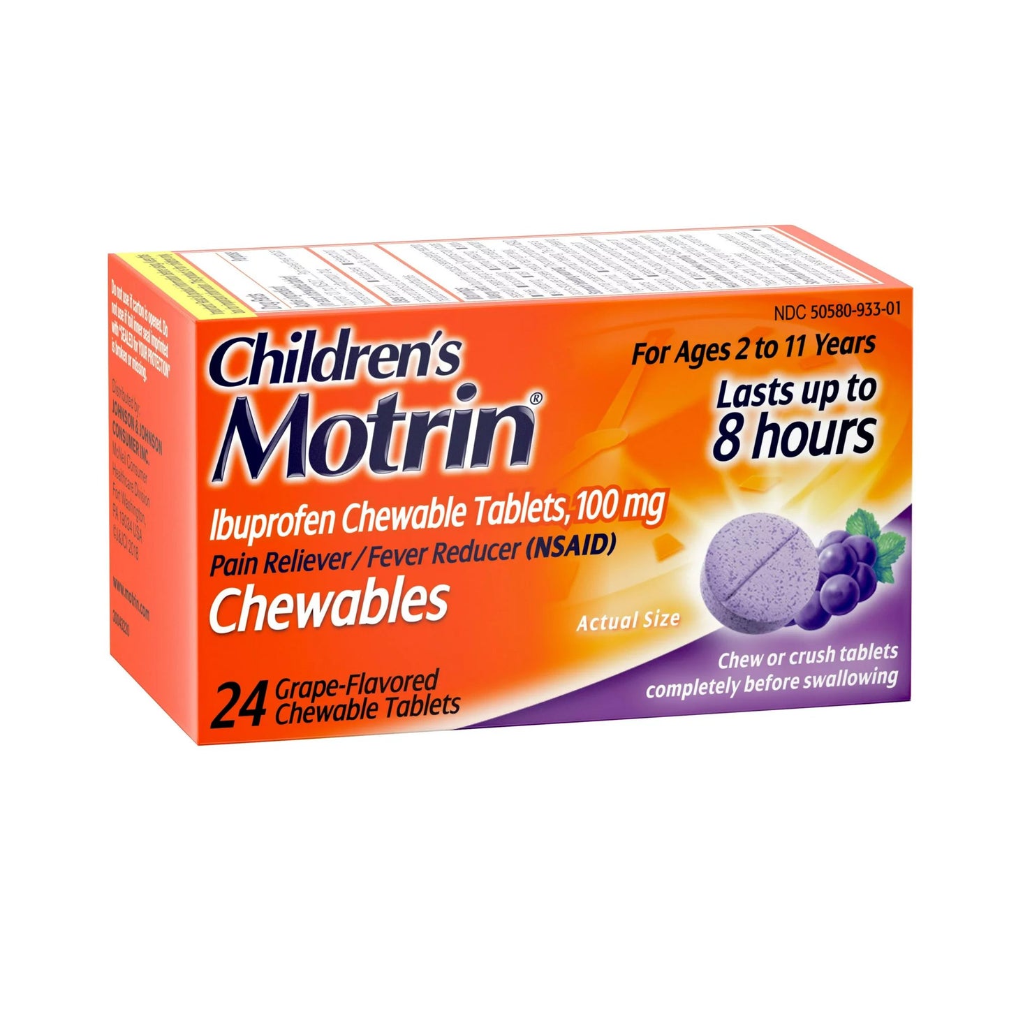 Motrin® Children's Pain Relief 100 mg Strength Ibuprofen Chewable Tablet 24 Per Bottle (1218802_BT)