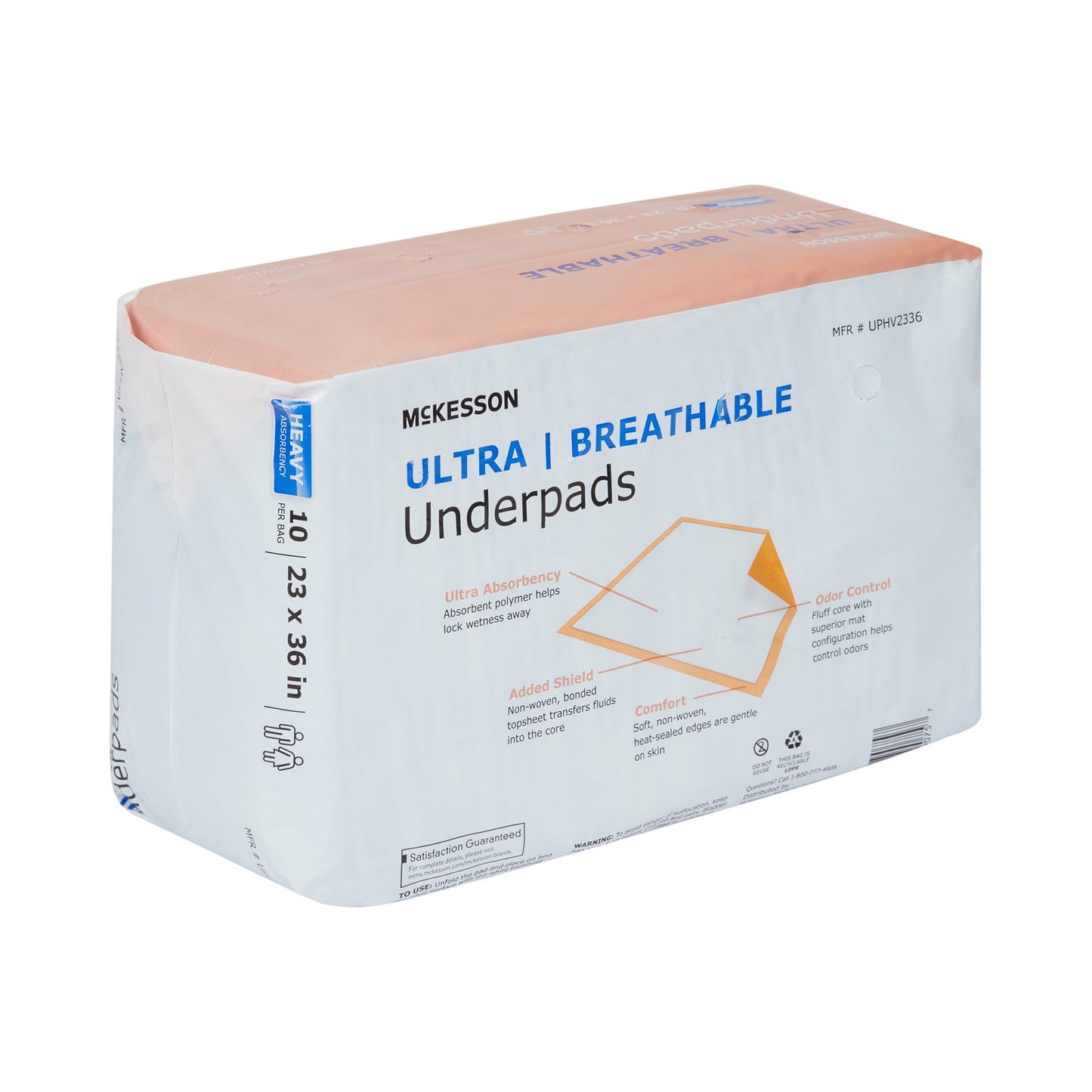 McKesson Ultra Breathable Disposable Underpad 23 X 36 Inch Fluff / Polymer Heavy Absorbency (724054_CS)
