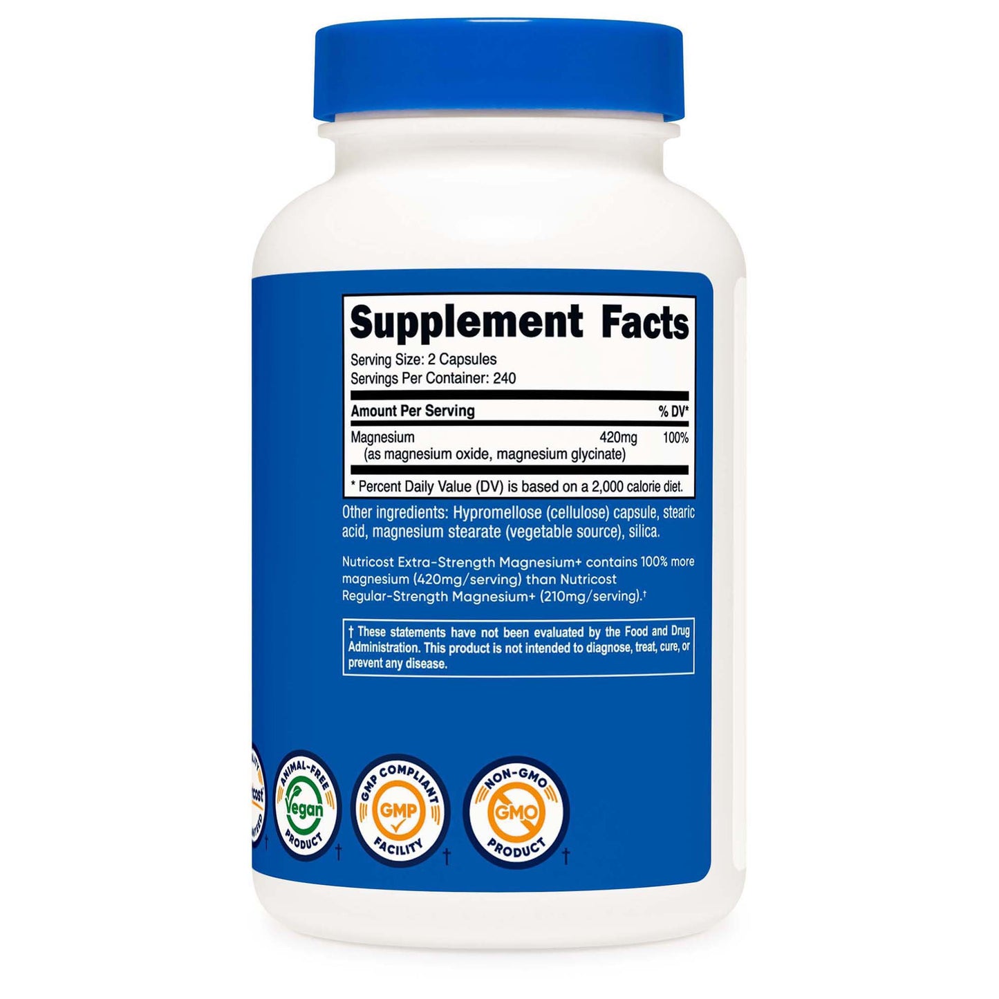nutricost® Dietary Supplement Magnesium + XS 420 mg Strength Capsule 240 Per Bottle (1270258_BT)