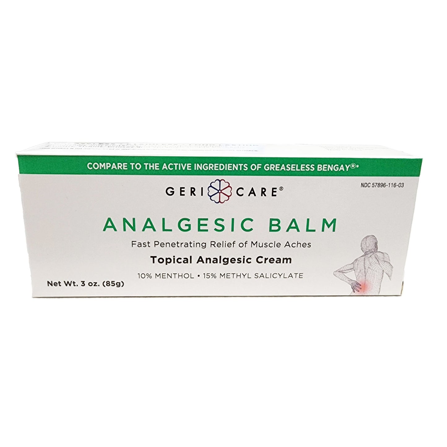 Geri-Care Topical Pain Relief 10% - 15% Strength Menthol / Methyl Salicylate Cream 3 oz. (1243042_EA)