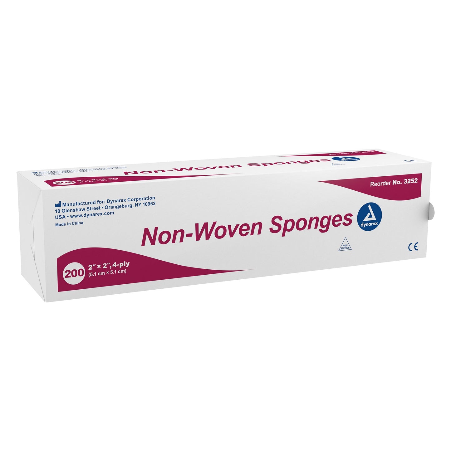 Dynarex® Nonwoven Sponge 2 X 2 Inch 4-Ply NonSterile 200 per Pack (747210_CS)