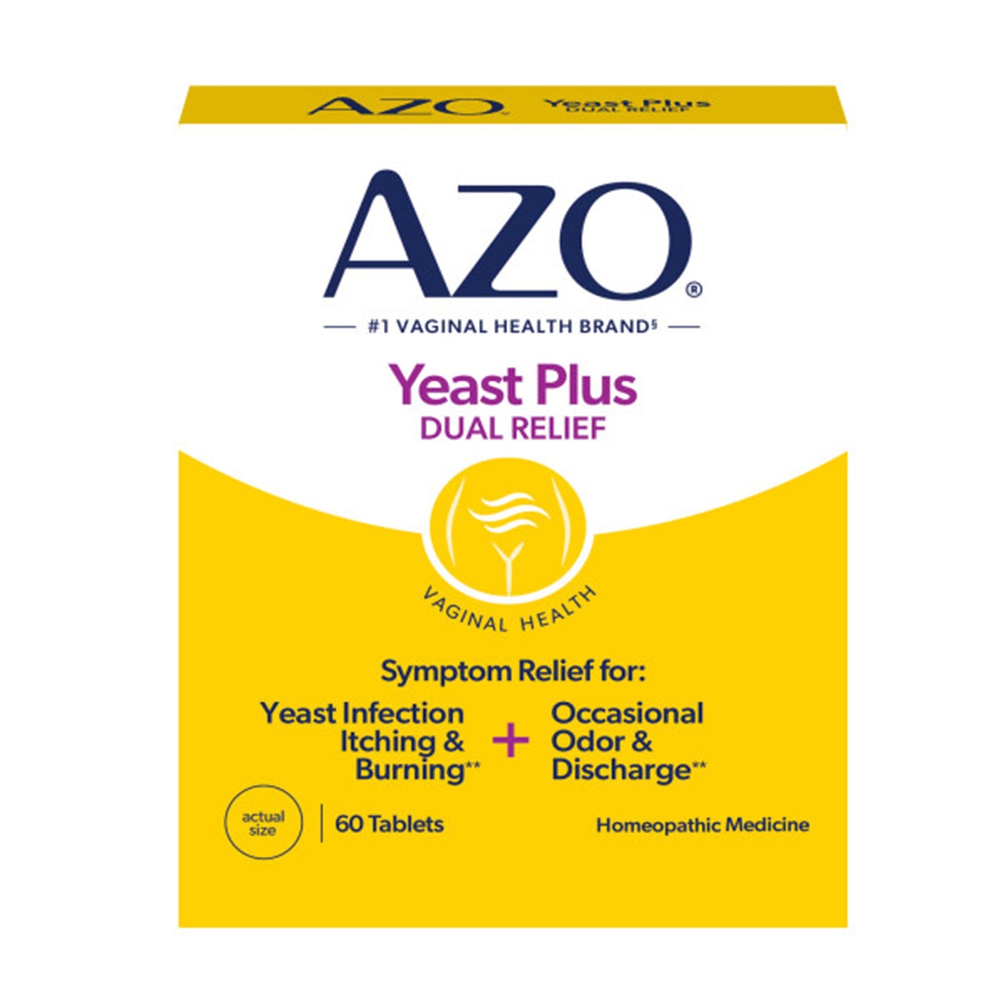 AZO® Yeast® Plus Pain Relief 30X - 30X - 12X -12X Strength Candida Albicans / Kreosotum / Natrium Muriaticum / Sulphur Tablet 60 per Box (1268929_BX)