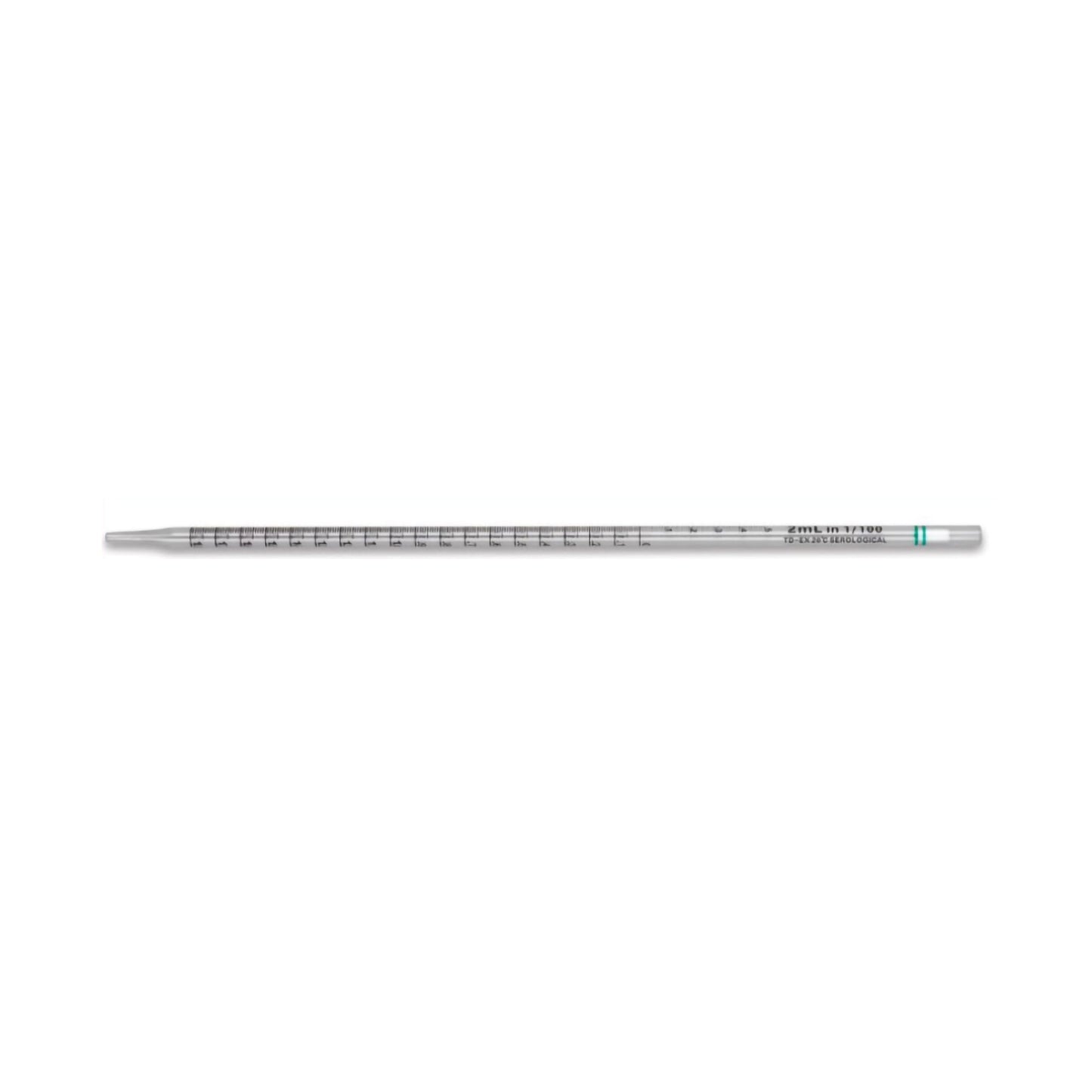 McKesson Serological Pipette 2 mL 0.01 mL Graduation Increments / 0.05 mL Negative Graduations Sterile (1176005_CS)