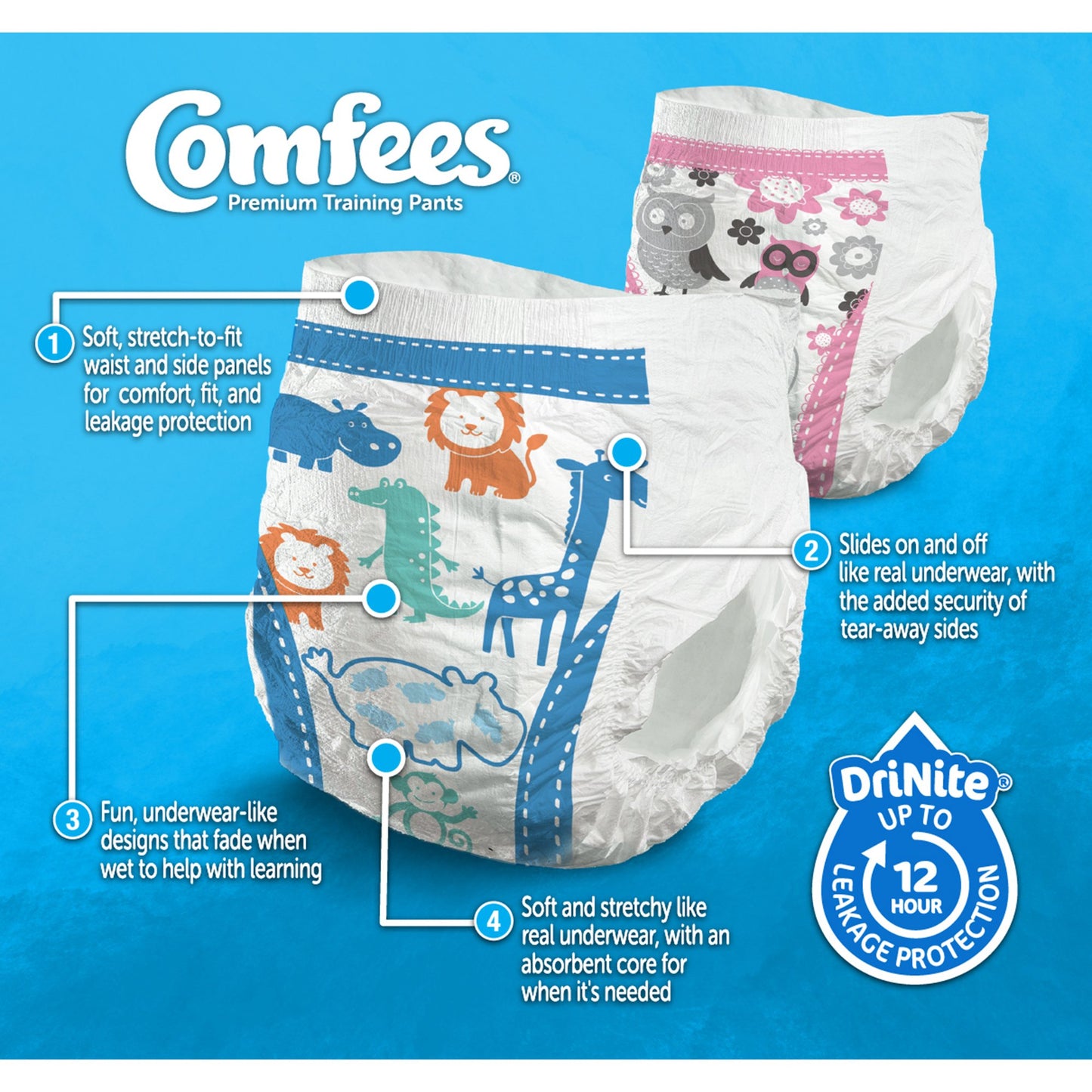 Comfees® Female Toddler Training Pants Pull On with Tear Away Seams Size 3T to 4T Disposable Moderate Absorbency (955453_CS)