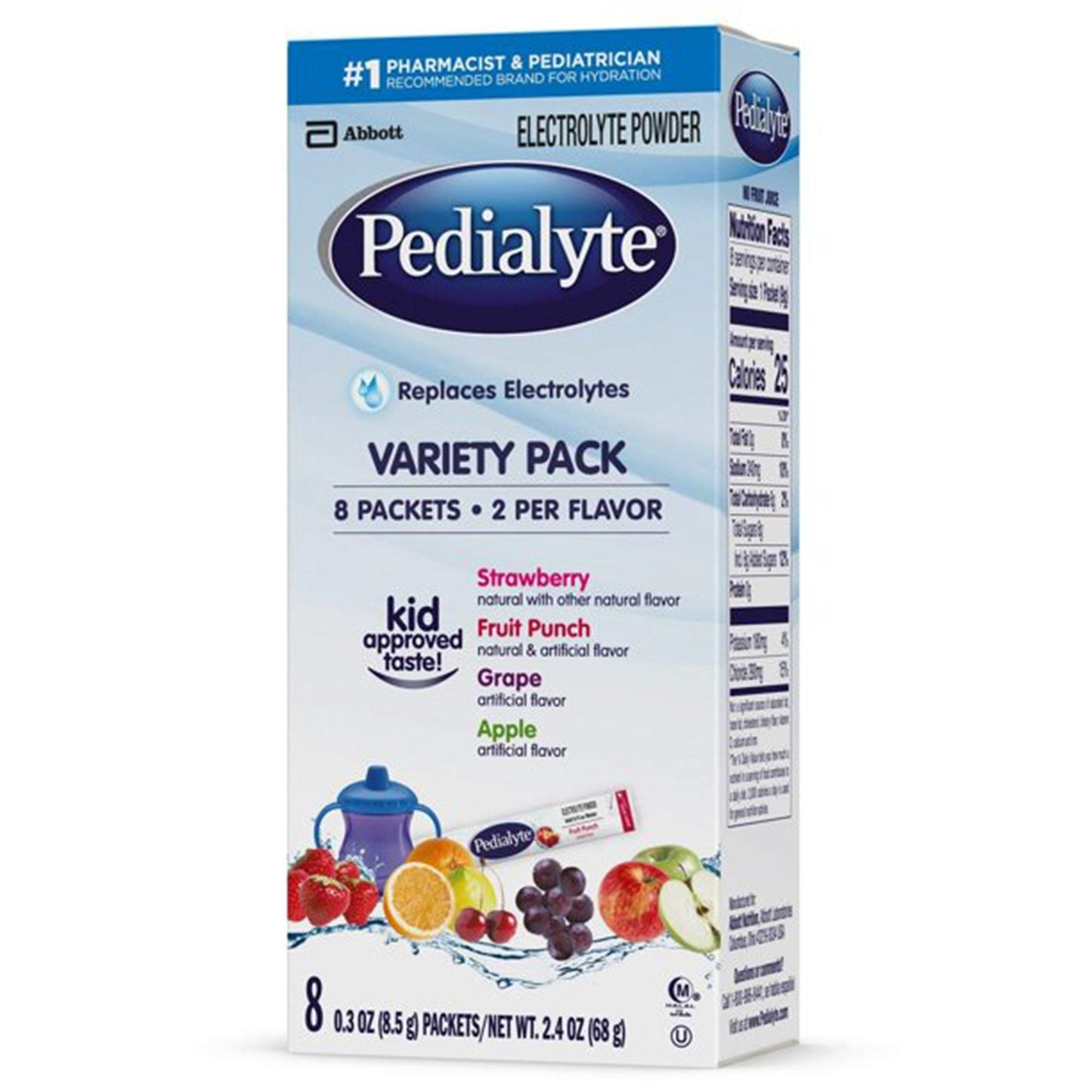 Pedialyte® Powder Packs Oral Electrolyte Solution Fruit Punch / Grape / Apple / Strawberry Flavor 0.3 oz. Electrolyte (843442_PK)