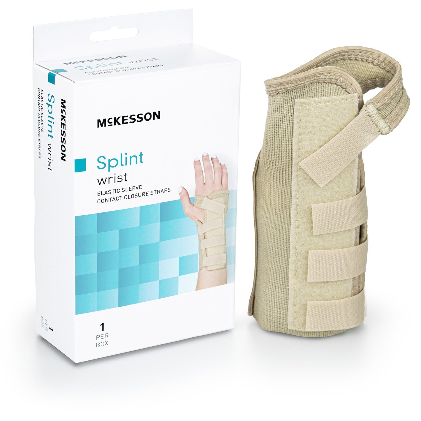 McKesson Wrist Brace Low Profile / Contoured / Wraparound Aluminum / Cotton / Elastic Left Hand Beige Large (1159158_EA)