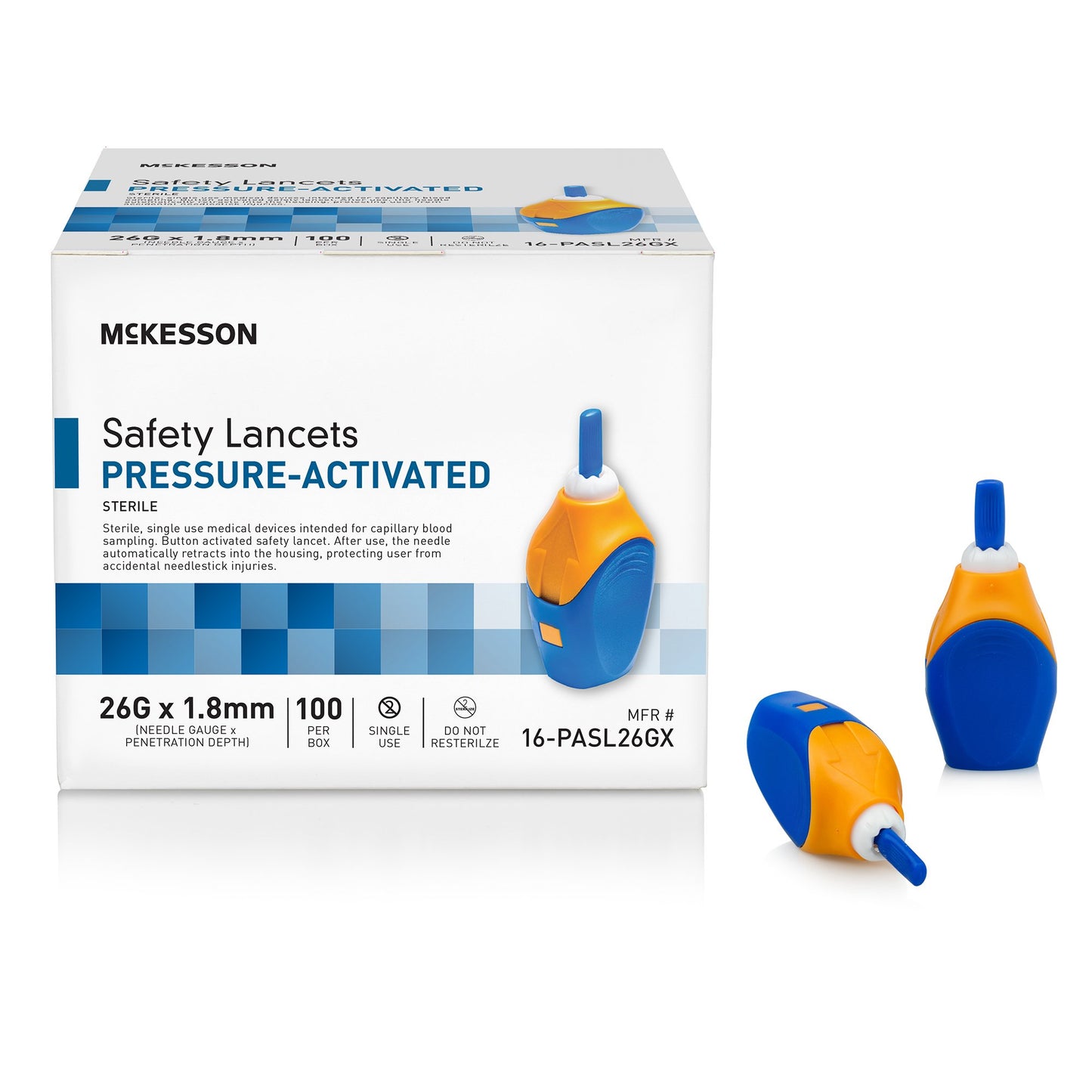 McKesson Safety Lancet 26 Gauge Retractable Pressure Activated Finger (1217982_CS)