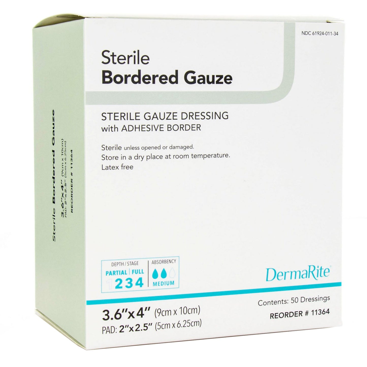 DermaRite® Bordered Gauze Island Dressing 3-3/5 X 4 Inch Square Sterile (946442_EA)