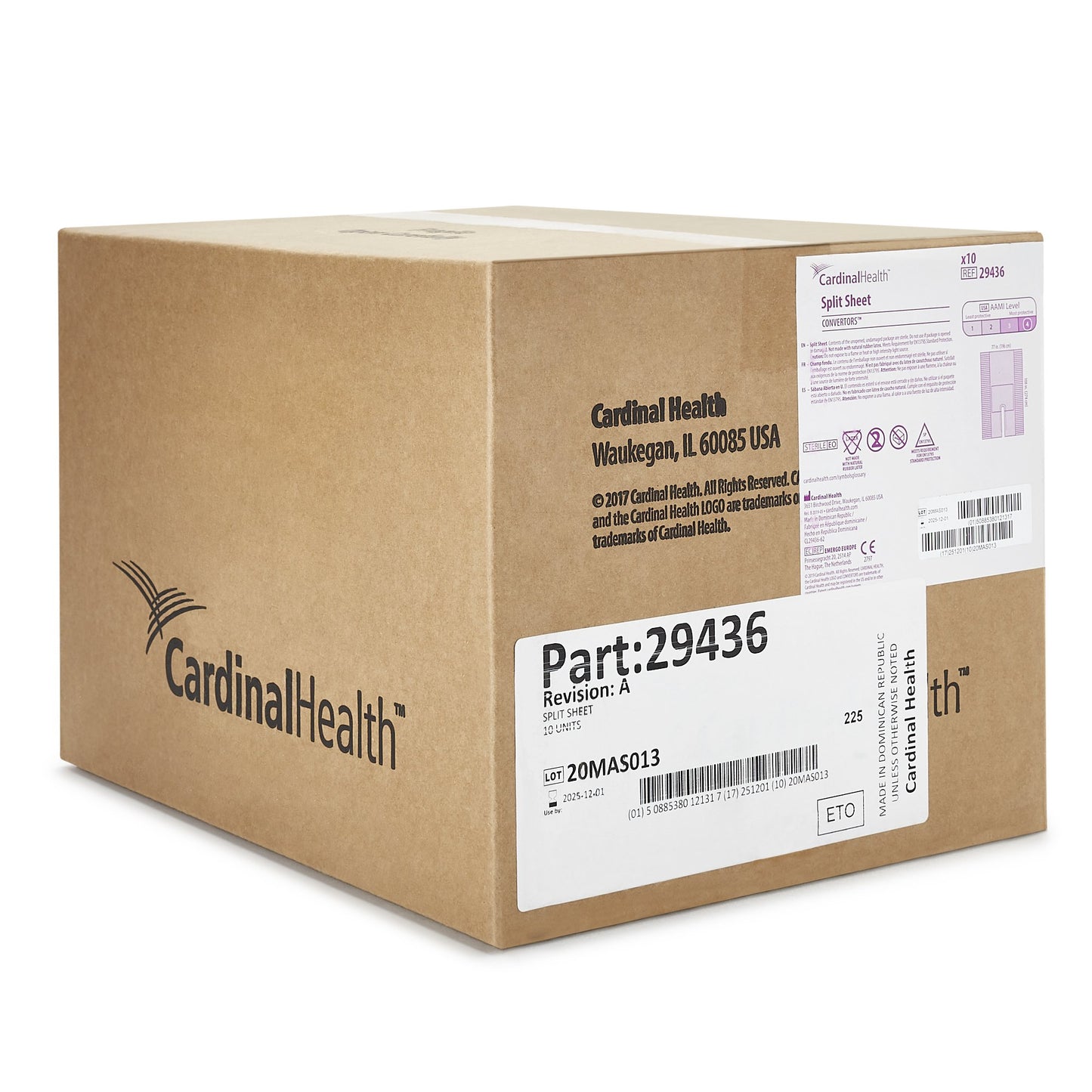 Cardinal Health Orthopedic Drape Split Sheet Drape 77 W X 108 L Inch Sterile (277923_CS)