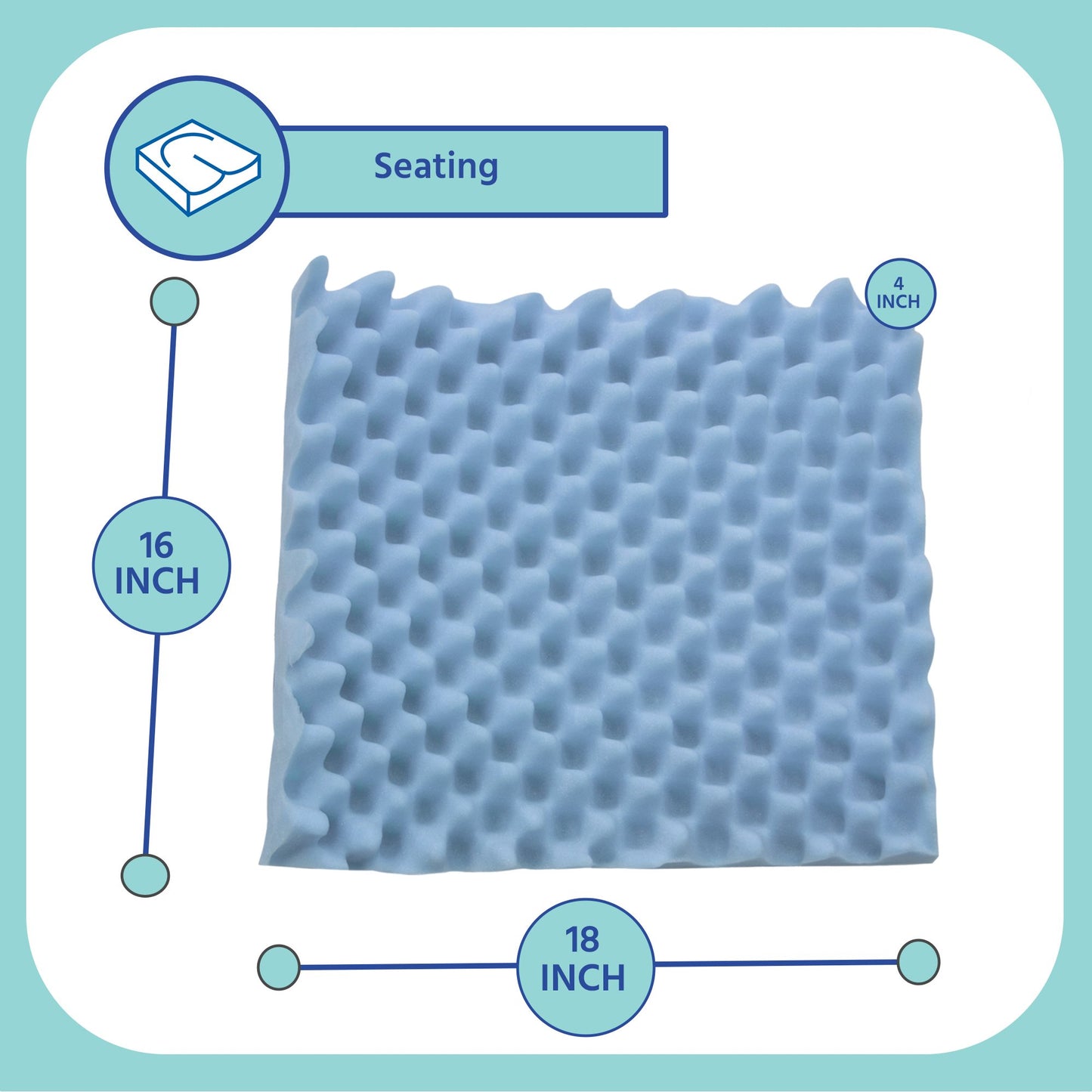 Convoluted Comfort Seat Cushion 18 W X 16 L X 4 D Inch Convoluted Foam (721910_EA)