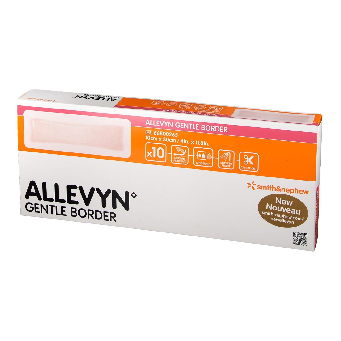 Allevyn Gentle Border Foam Dressing 4 X 12 Inch With Border Film Backing Silicone Gel Adhesive Rectangle Sterile (1062155_EA)