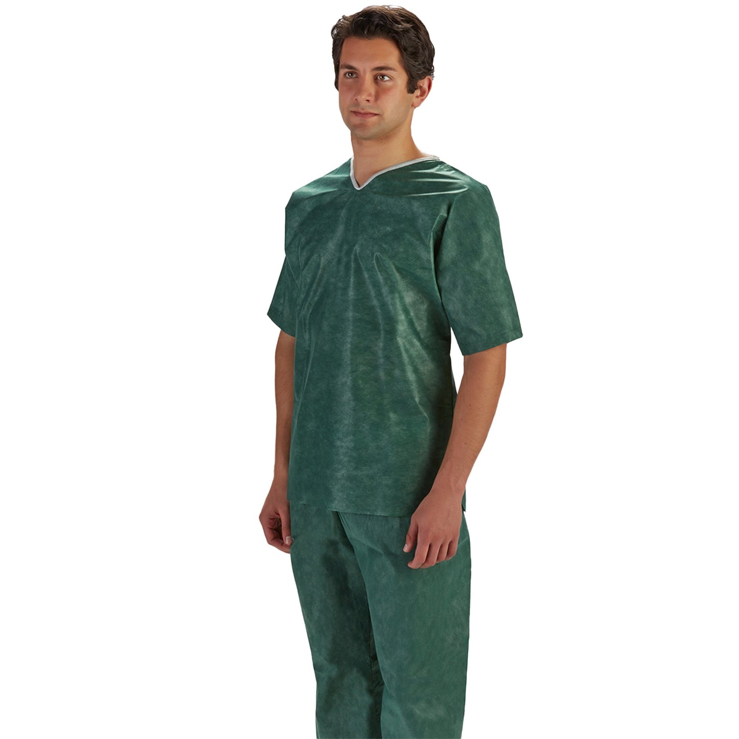 SimplySoft® Patient Shirt Small Green / White Without Pockets Short Sleeve Unisex (1177396_CS)