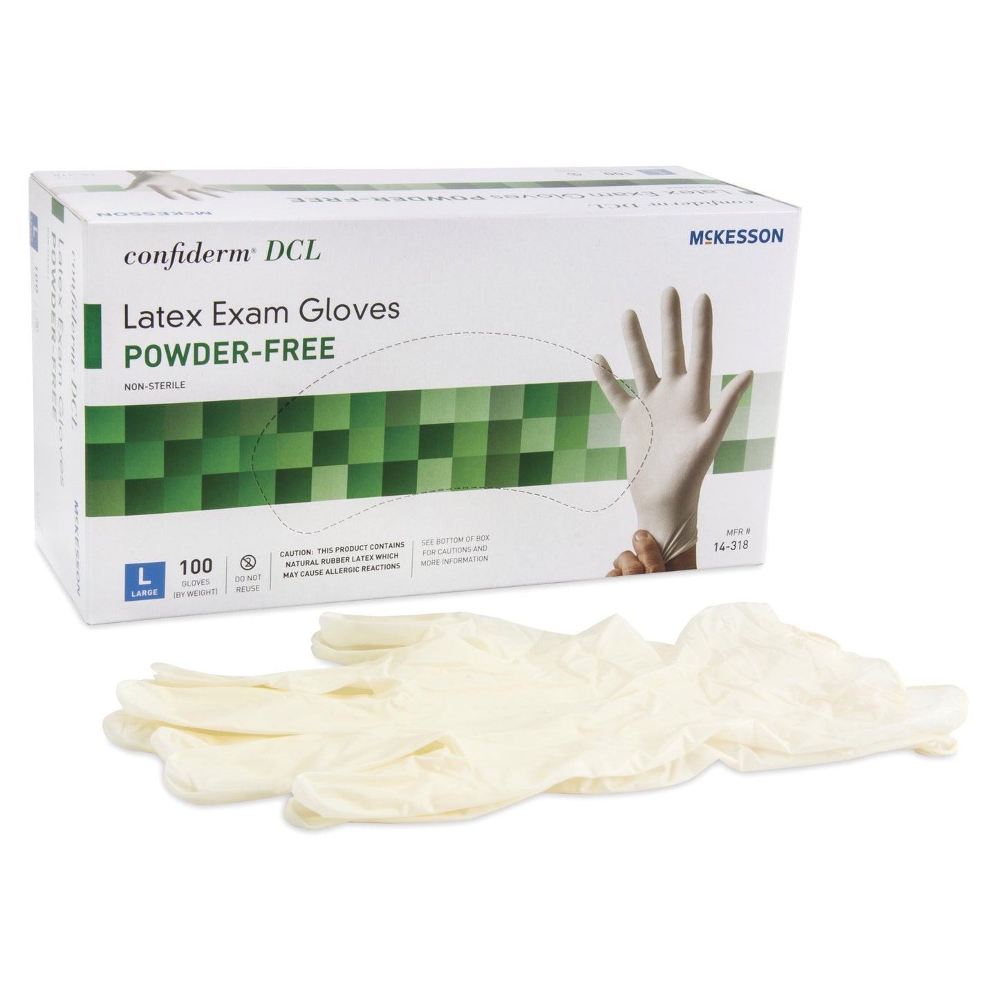 McKesson Confiderm® Exam Glove Large NonSterile Latex Standard Cuff Length Smooth Ivory Not Rated (354437_BX)