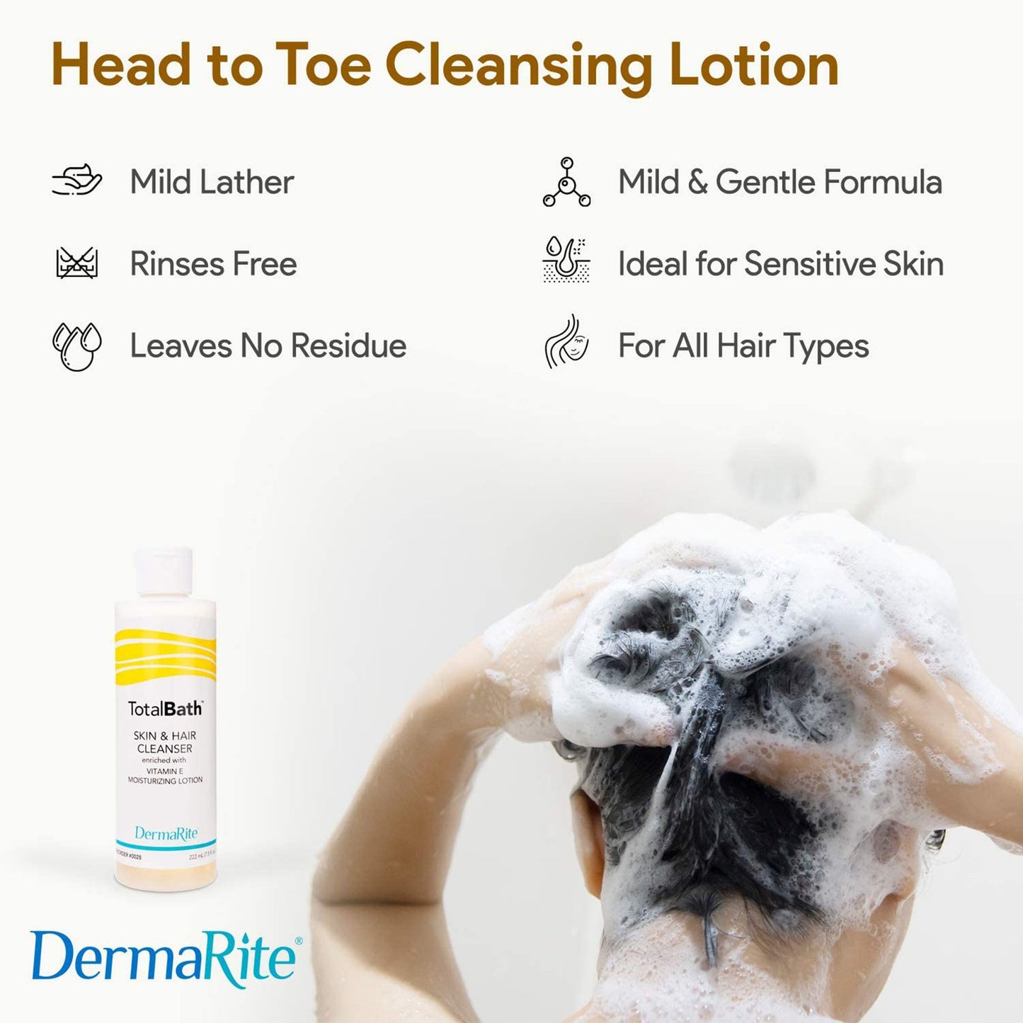 DermaRite® TotalBath® Body Wash Lotion 7.5 oz. Bottle Mild Scent (442541_CS)