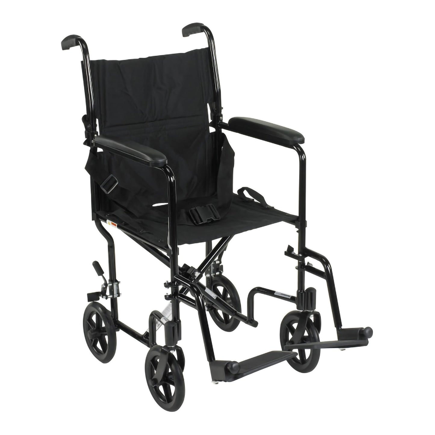 McKesson Transport Chair 19 Inch Seat Width Full Length Arm Swing-Away Footrest Aluminum Frame with Black Finish (1128898_EA)