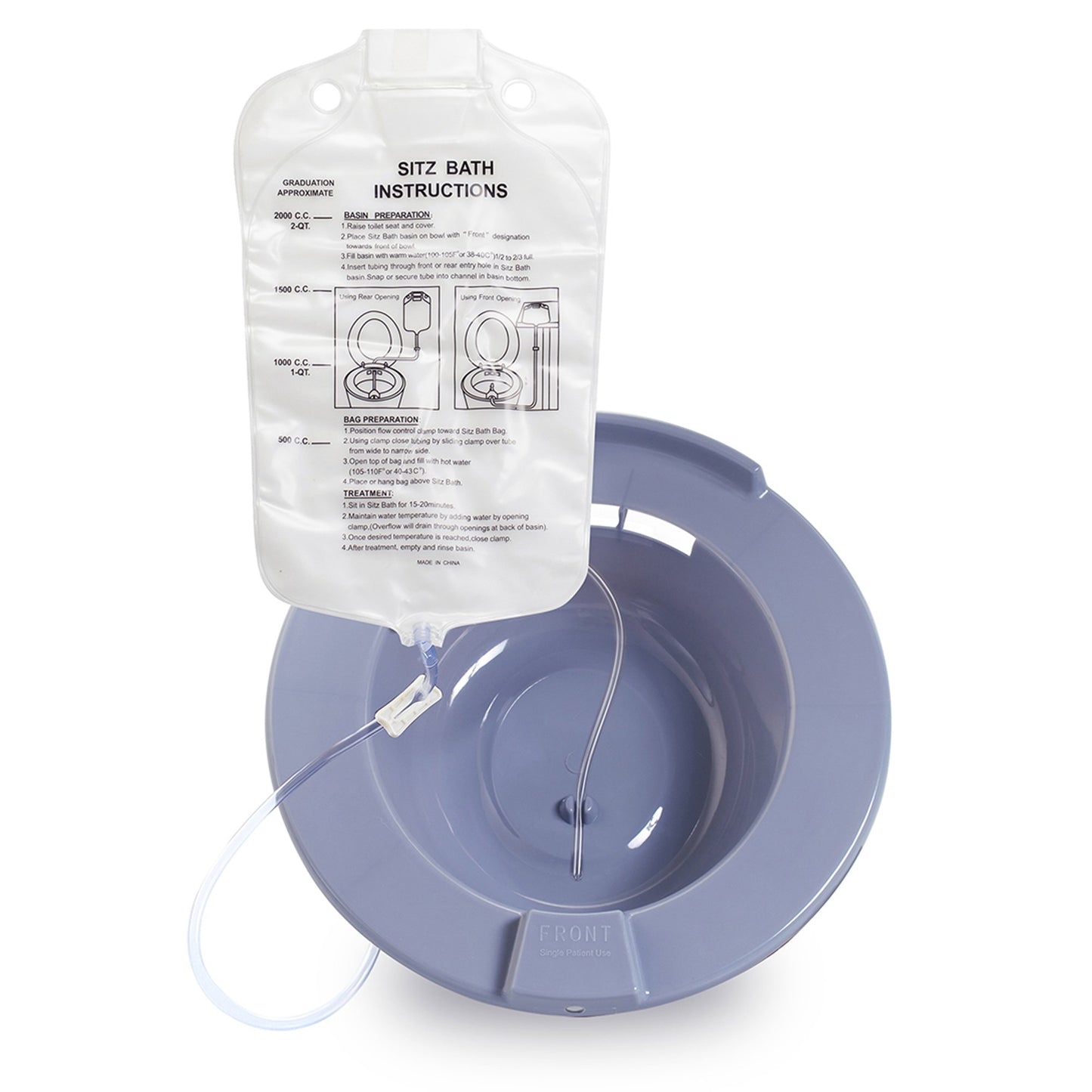 McKesson Sitz Bath Round Gray Plastic 2000 mL Bag Graduated, 500 mL Increments up to 2000 mL (1103376_EA)