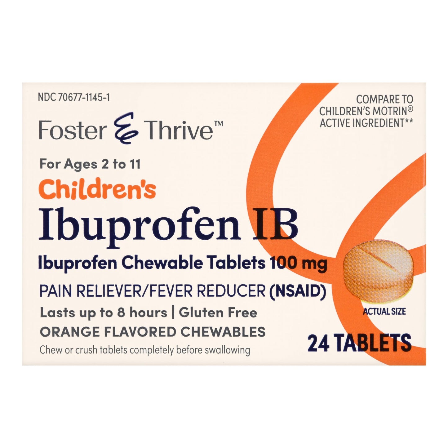 Foster & Thrive™ Children's Pain Relief 100 mg Strength Ibuprofen Tablet 24 per Bottle (1238953_EA)