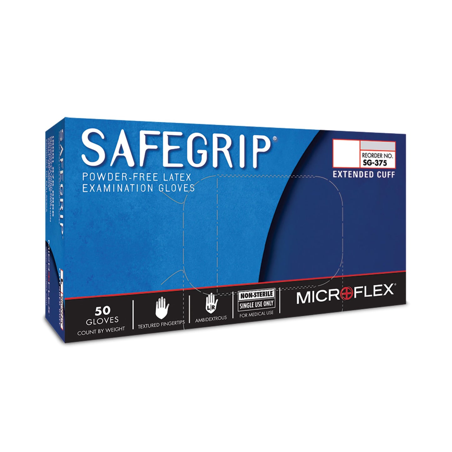 SafeGrip® Exam Glove Small NonSterile Latex Extended Cuff Length Textured Fingertips Blue Chemo Tested (306873_CS)