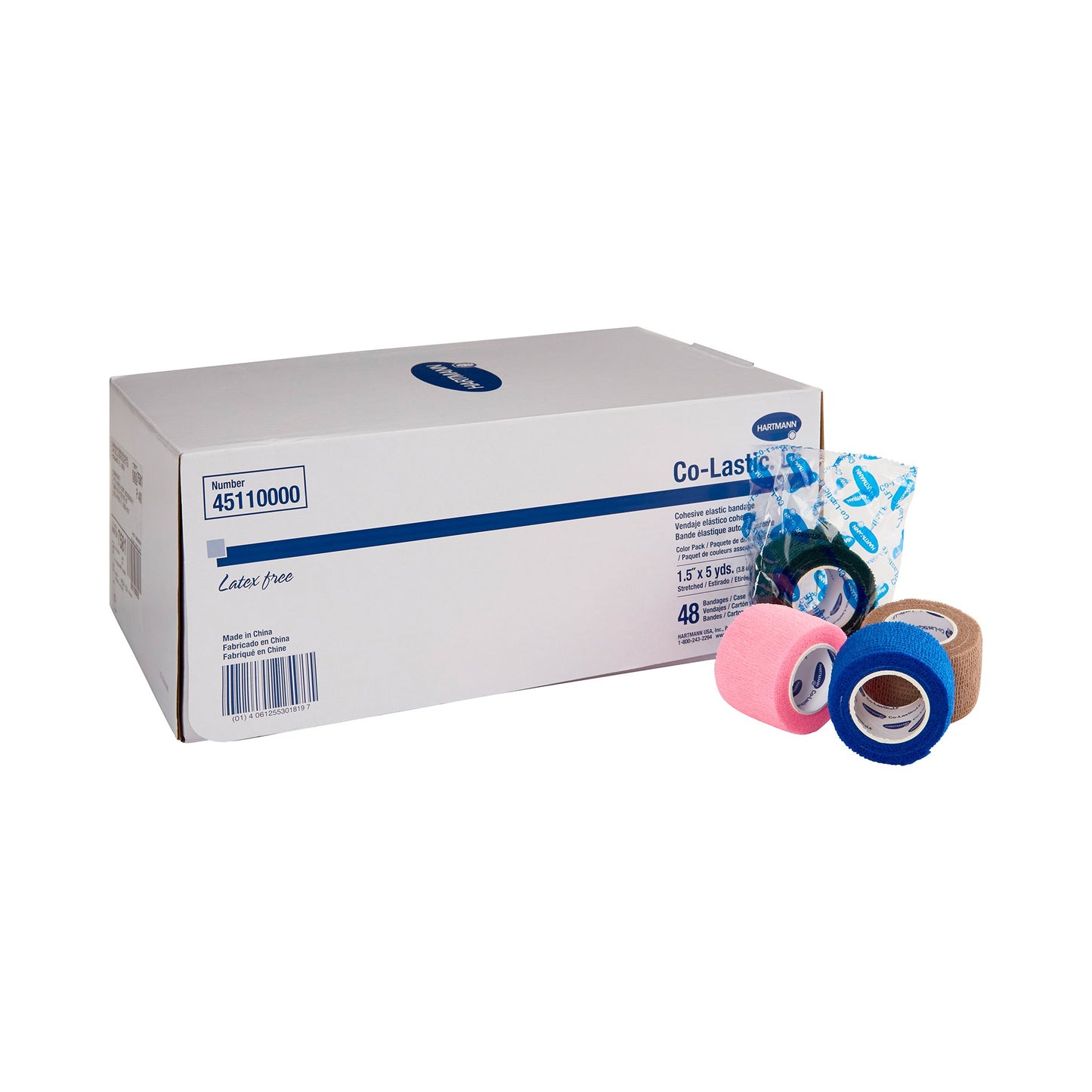 Co-Lastic® Cohesive Bandage 1-1/2 Inch X 5 Yard Self-Adherent Closure Assorted Colors NonSterile Standard Compression (691684_CS)
