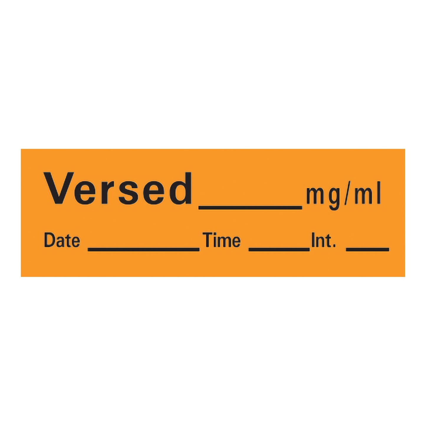 Timemed Drug Label Anesthesia Label Tape Versed_mg/mL Date_Time_Int_ Orange 1/2 X 1-1/2 Inch (173564_RL)