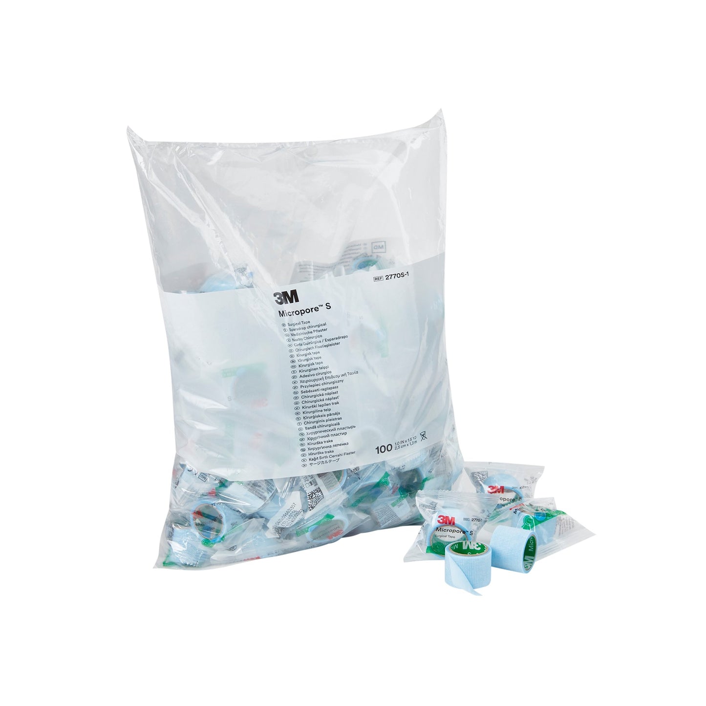 3M™ Micropore™ S Medical Tape Blue 1 Inch X 1-1/2 Yard Silicone NonSterile (774835_RL)