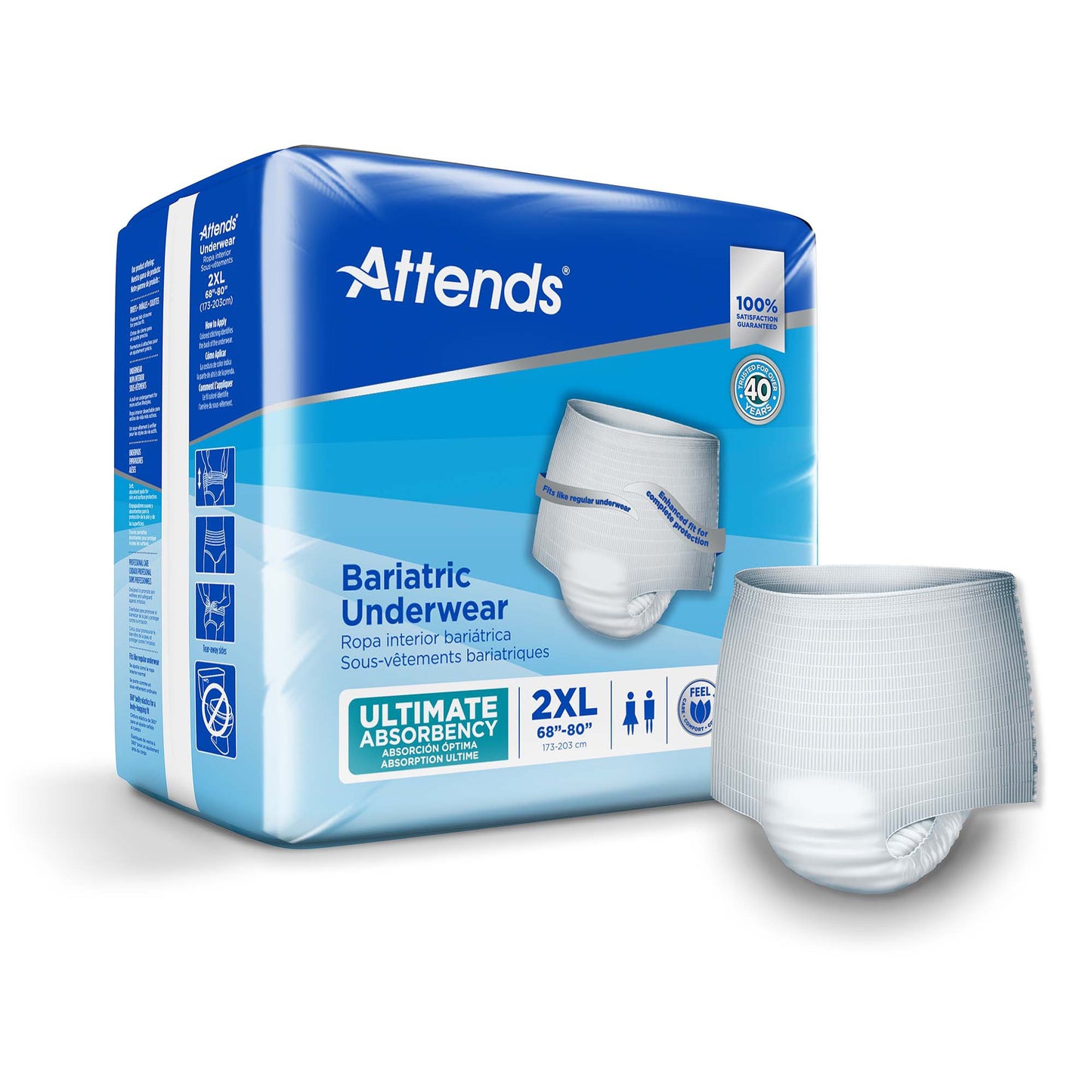 Attends® Bariatric Unisex Adult Absorbent Underwear Pull On with Tear Away Seams 2X-Large Disposable Heavy Absorbency (950228_BG)
