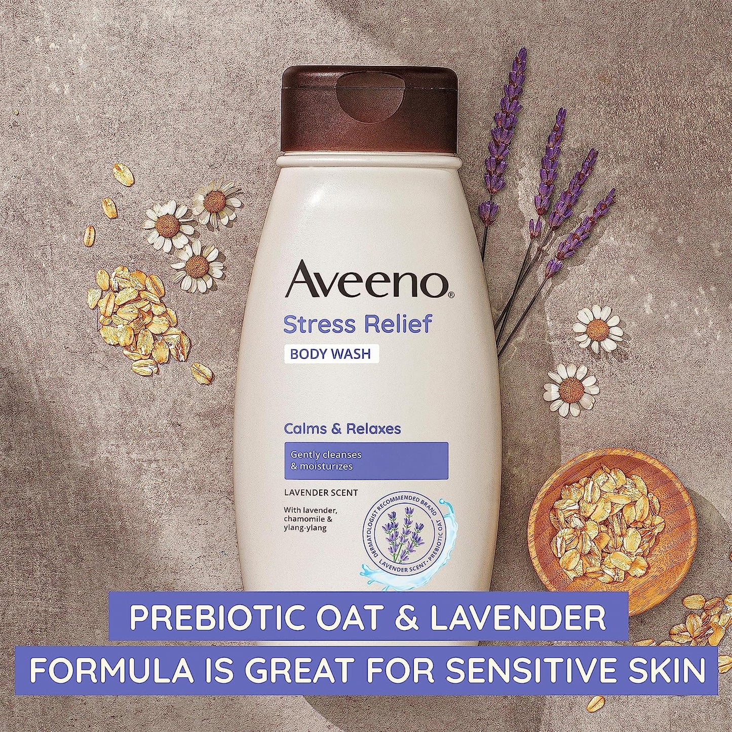 Aveeno® Stress Free Body Wash Liquid 18 oz. Bottle Lavender Scent (1228827_EA)