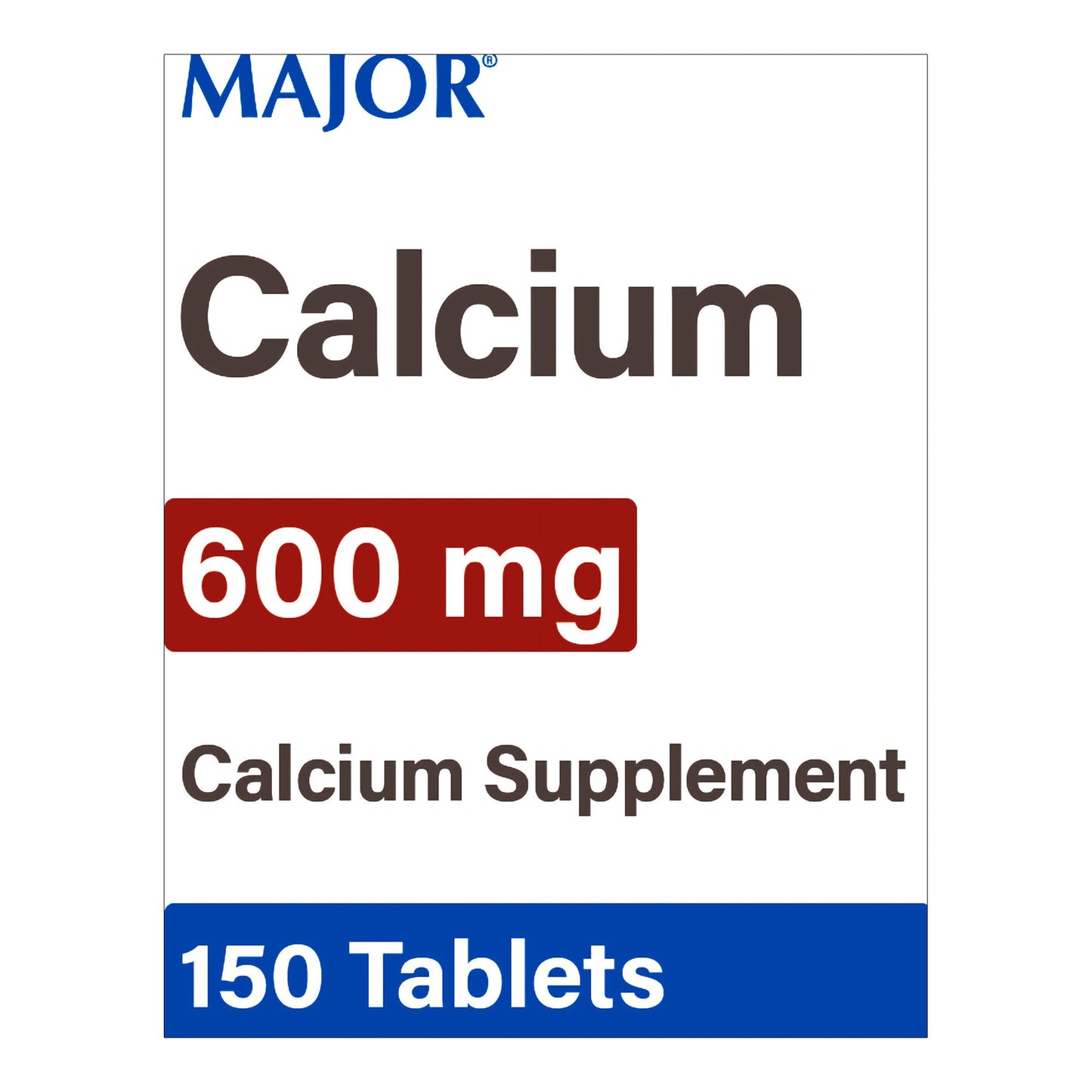 Major Pharmaceuticals Joint Health Supplement Calcium Carbonate 600 mg Strength Tablet 150 per Bottle (1171932_BT)