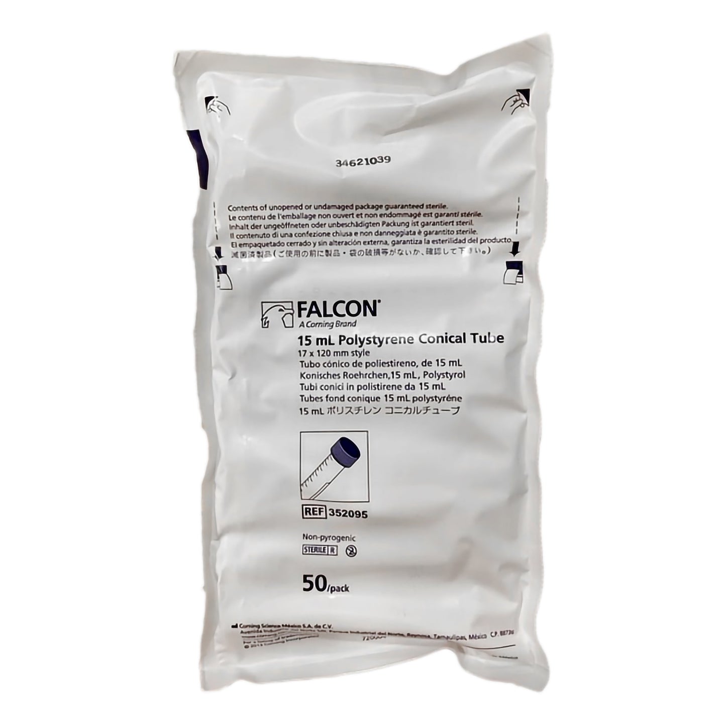 Falcon® Centrifuge Tube Plain 15 mL Screw Cap Polystyrene Tube (914241_BX)