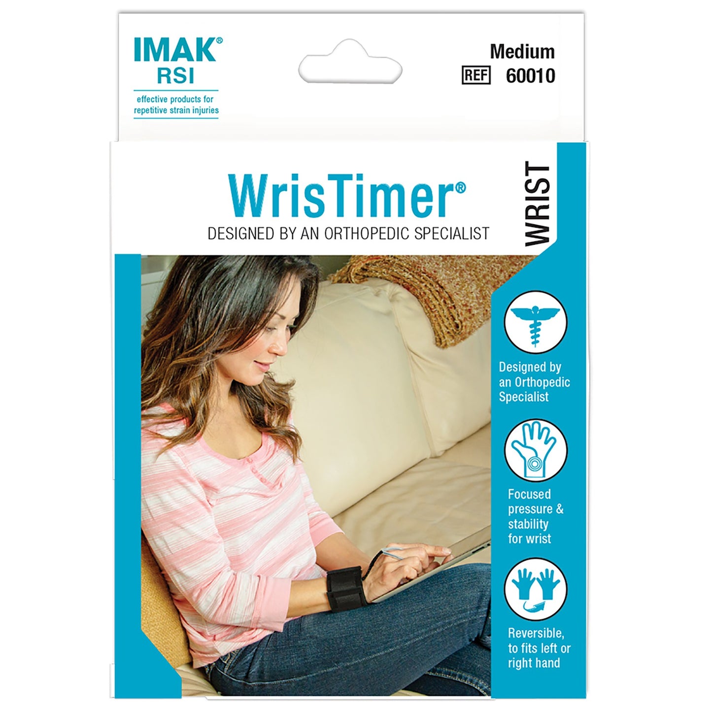 IMAK® RSI WrisTimer® Daytime Wrist Support Elastic Left or Right Hand Black Small (311882_EA)