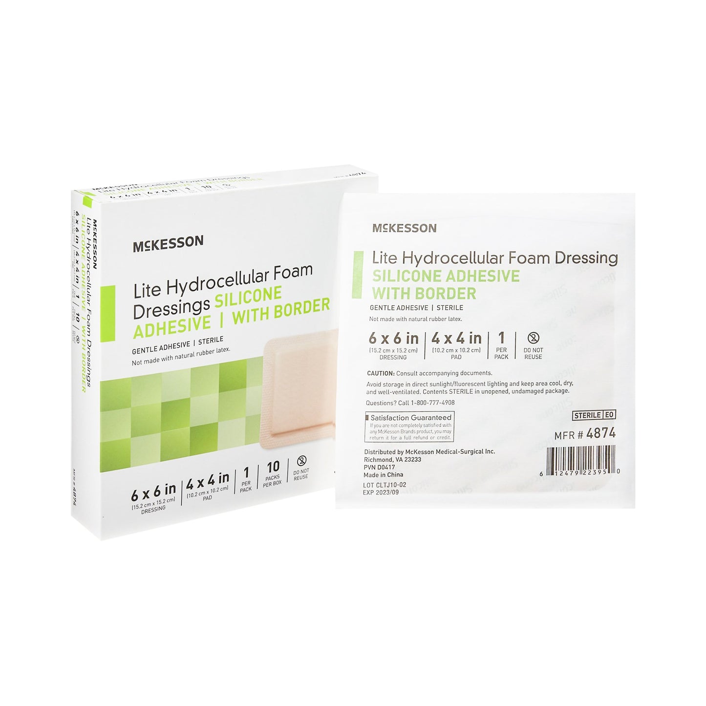 McKesson Lite Thin Foam Dressing 6 X 6 Inch With Border Film Backing Silicone Gel Adhesive Square Sterile (1083091_CS)